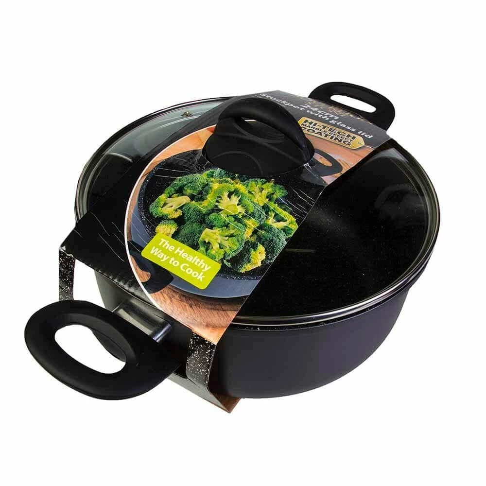 Lewis's Sovereign Stone 24cm Scratch Resistant Easy Clean Non Stick Stockpot & Lid - Image 4