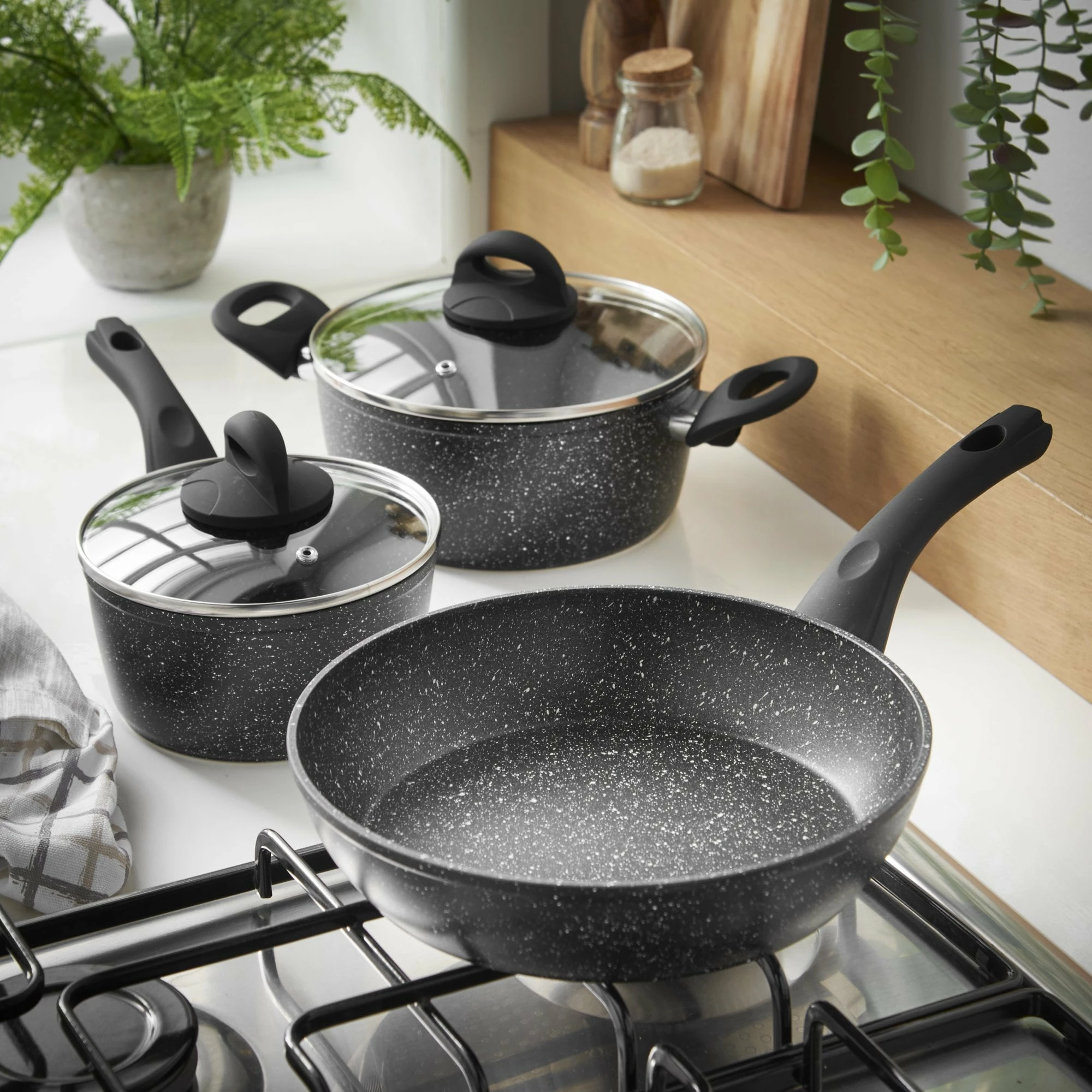 Lewis's Sovereign Stone Pan Set Home Living Kitchen Frying Cooking Pans - Image 4