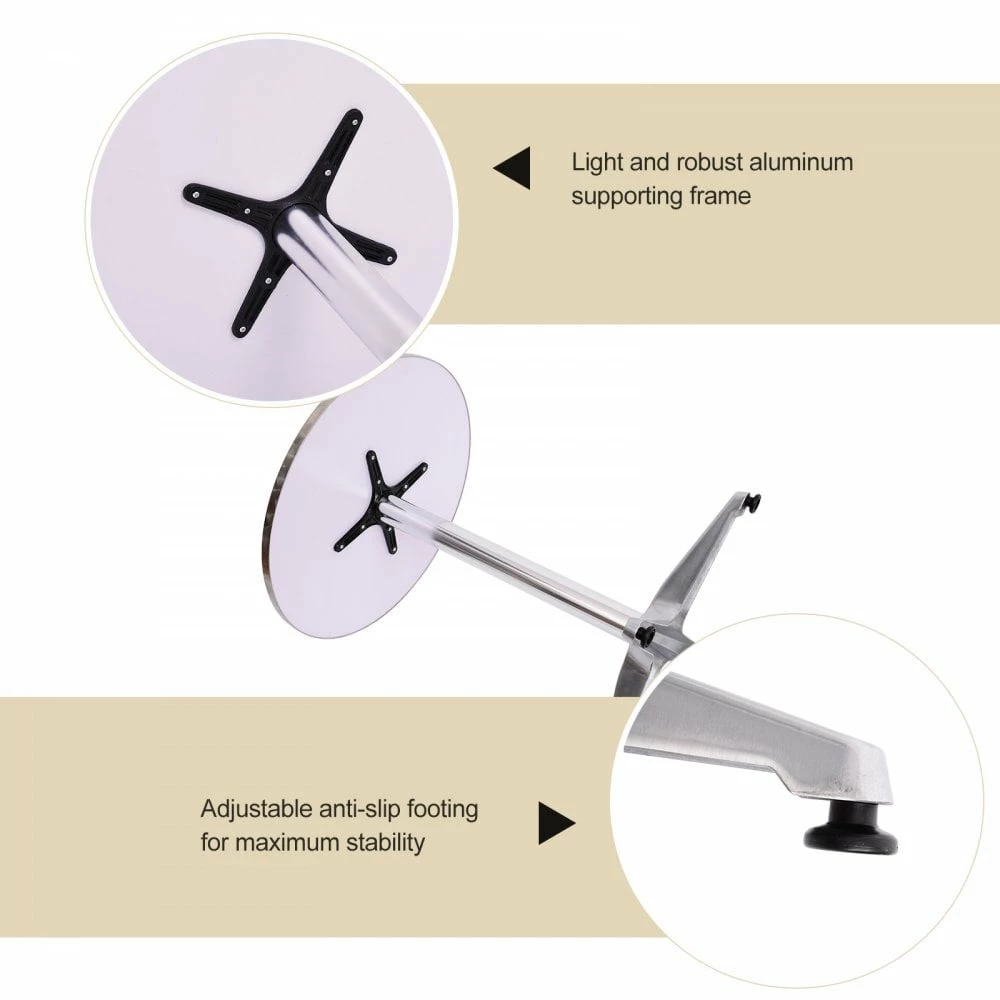 Adjustable Aluminium Bar Table Round Tabletop Dining Wine Pub Stainless Steel Height 70-110cm Metal W/Chromed Base Style-Silver - Image 4