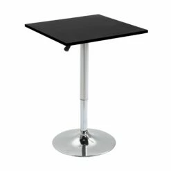 HOMCOM Modern Height Adjustable Counter Bar Table With 360° Swivel Table Top - Black & Silver