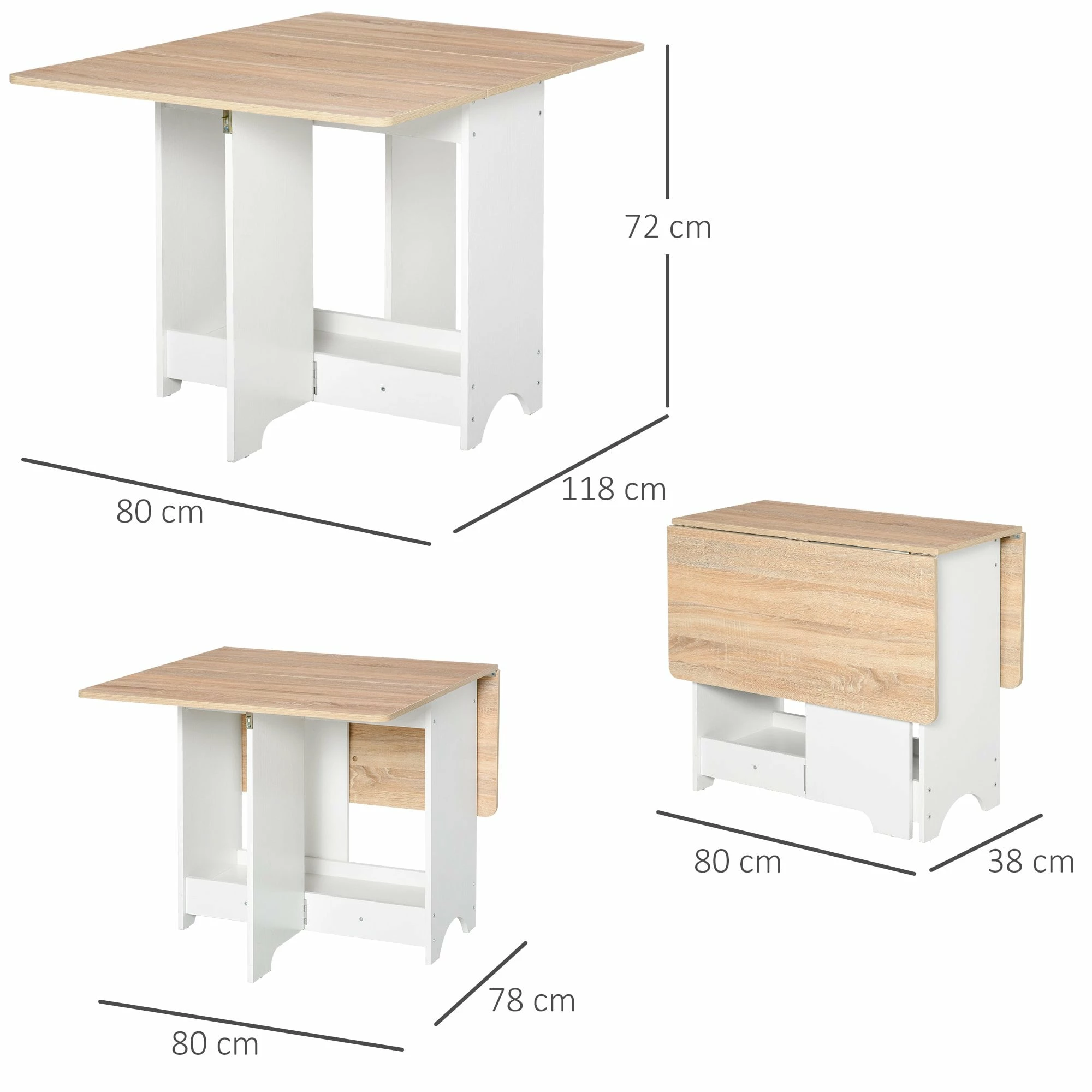 Oldable Dining Table Drop-Leaf Folding Desk Side Console With Storage Shelf For Kitchen,Dining Room Bar" - Image 3