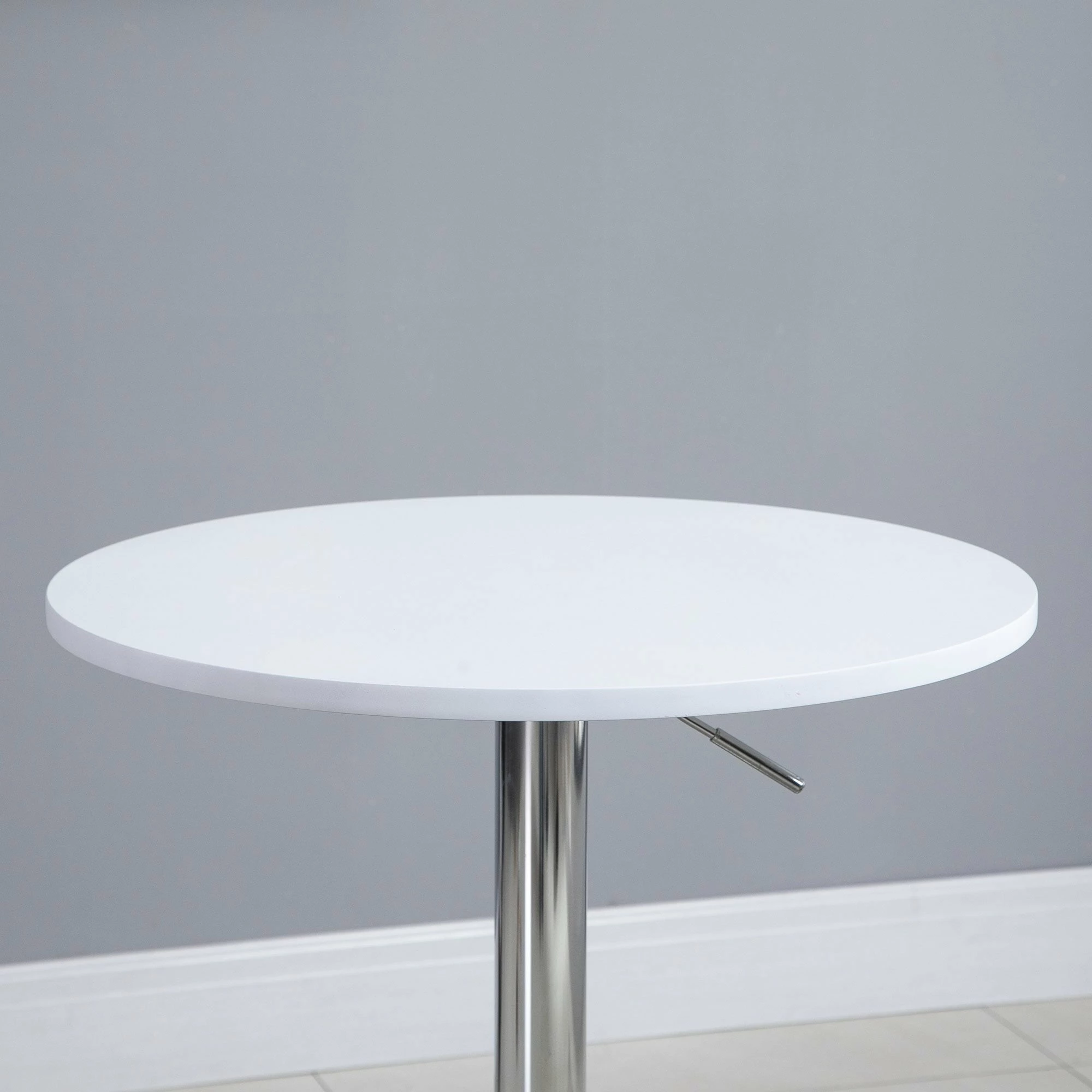 60cm Adjustable Height Round Bar Table With Swivel Top Metal Frame - White - Image 8
