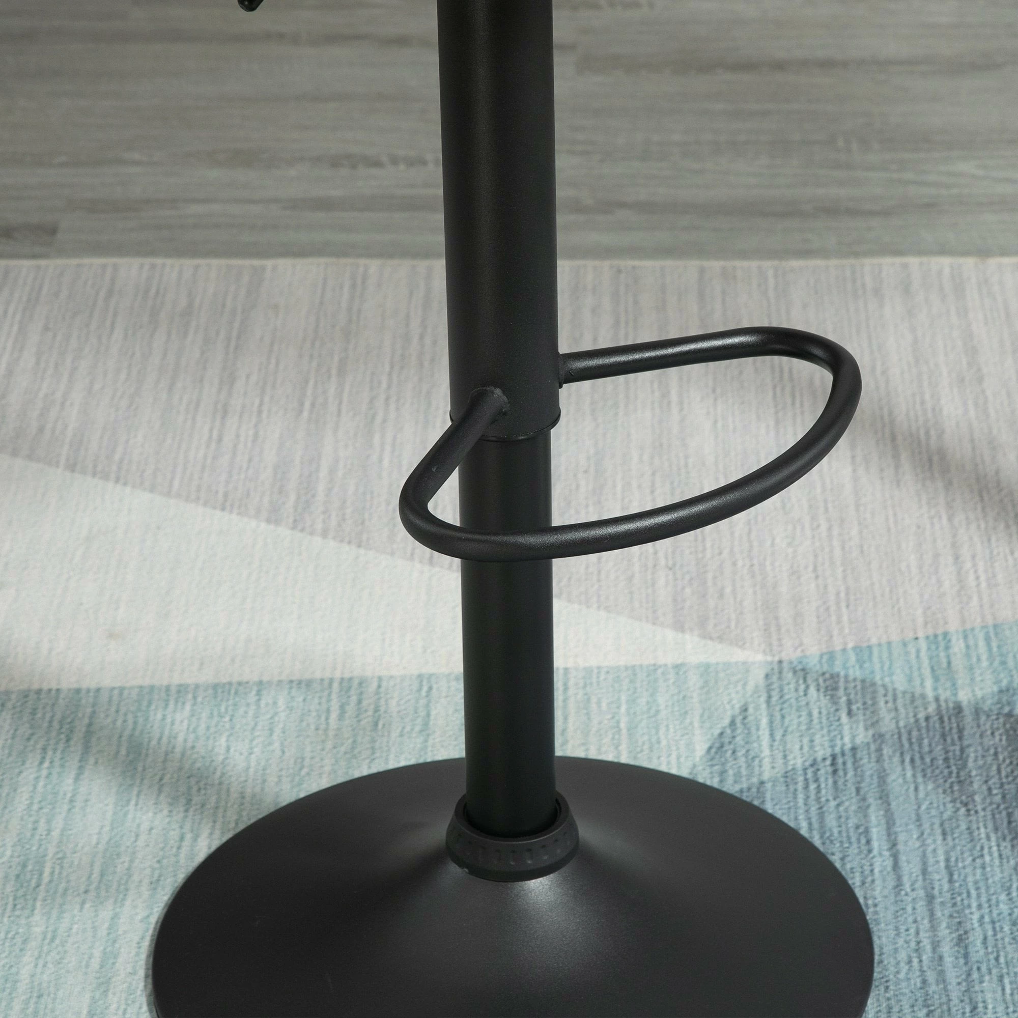 Barstools Set Of 2 Adjustable Height Swivel Gas Lift PU Leather Counter Bar Chairs With Footrest, Brown - Image 9