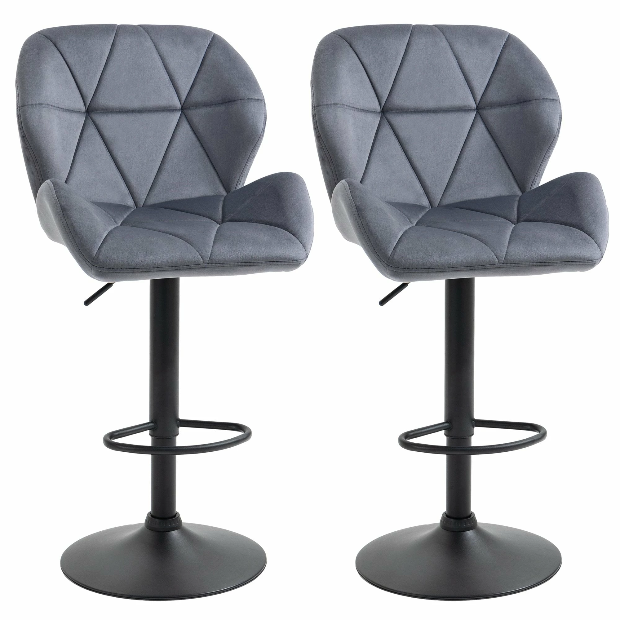 HOMCOM Adjustable Bar Stools Set Of 2 - Dark Grey - Image 8
