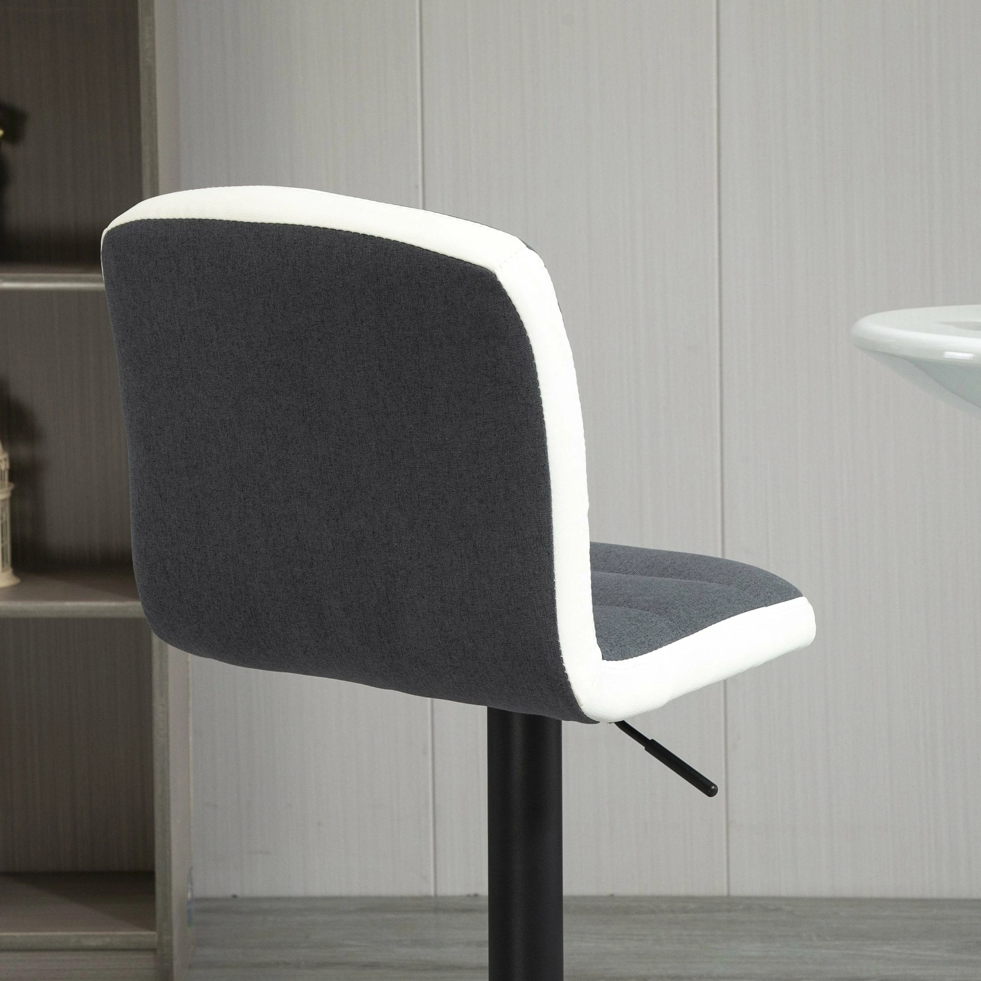 Bar Stool Set Of 2 Armless Adjustable Height Upholstered Bar Chair With Swivel Seat, Dark Grey - Image 8