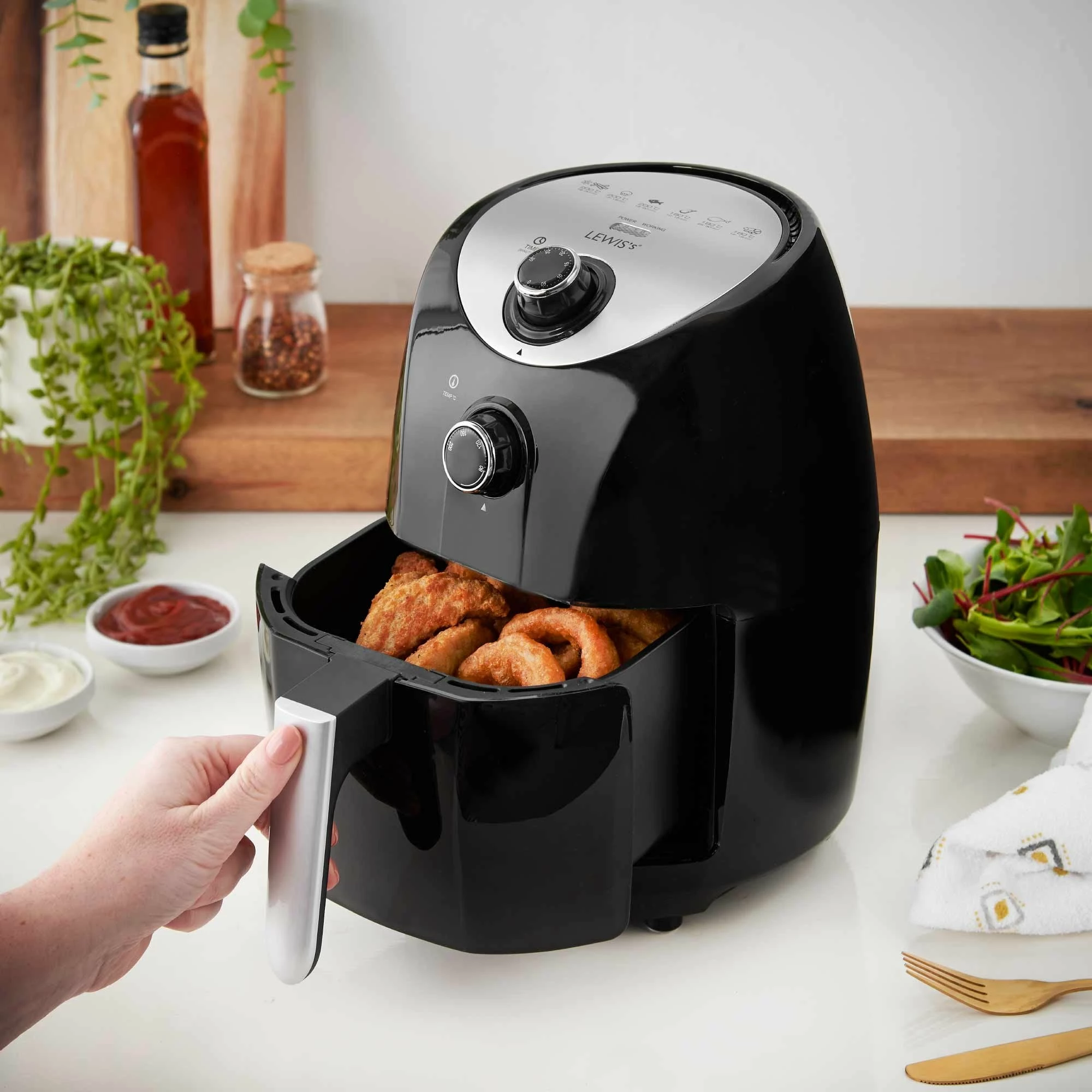 Lewis's Compact Air Fryer 2.4L 900W - Black - Image 2