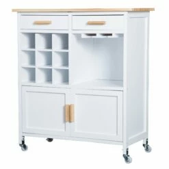 HOMCOM Rolling Kitchen Cart -White