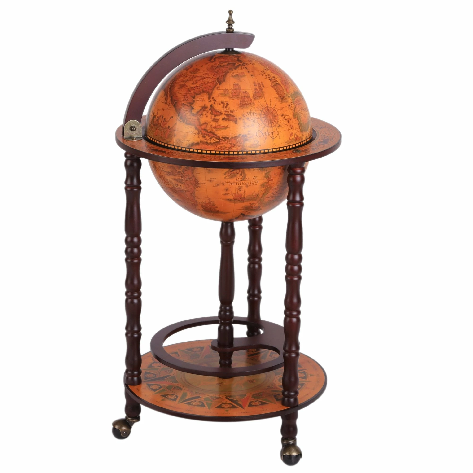 HOMCOM Globe Shaped Vintage Retro Style Drink Cabinet Mini Bar With Wheels - Image 7