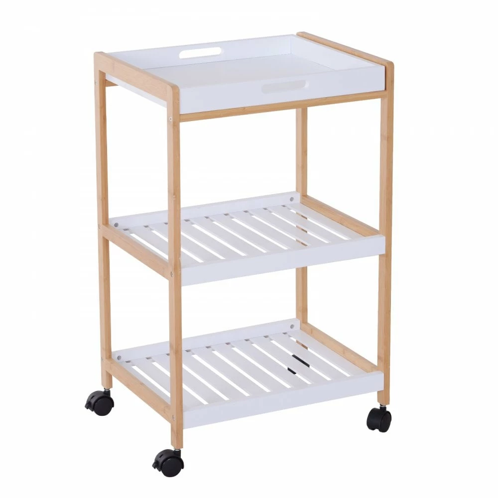 HOMCOM Kitchen Trolley, Bamboo/MDF Board, 74.5H Cm - Image 8