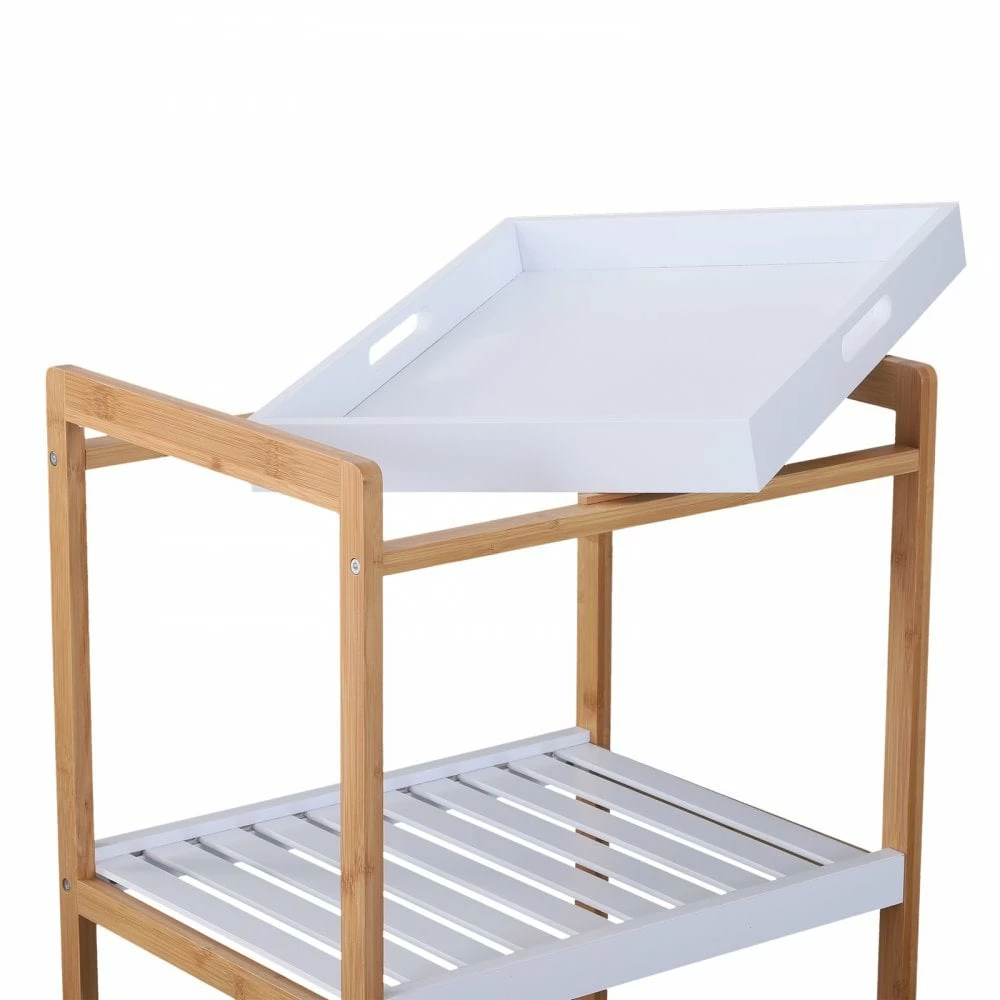 HOMCOM Kitchen Trolley, Bamboo/MDF Board, 74.5H Cm - Image 3