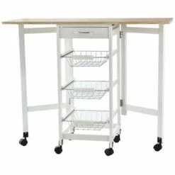 HOMCOM MDF Extendable Kitchen Island Trolley - White