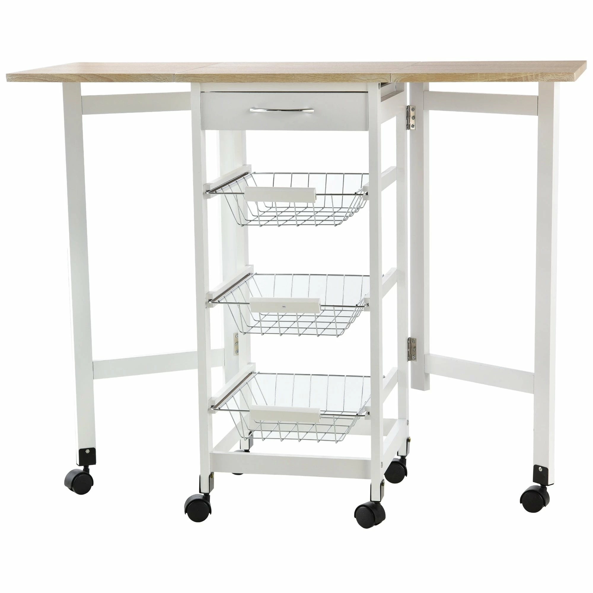 HOMCOM MDF Extendable Kitchen Island Trolley - White