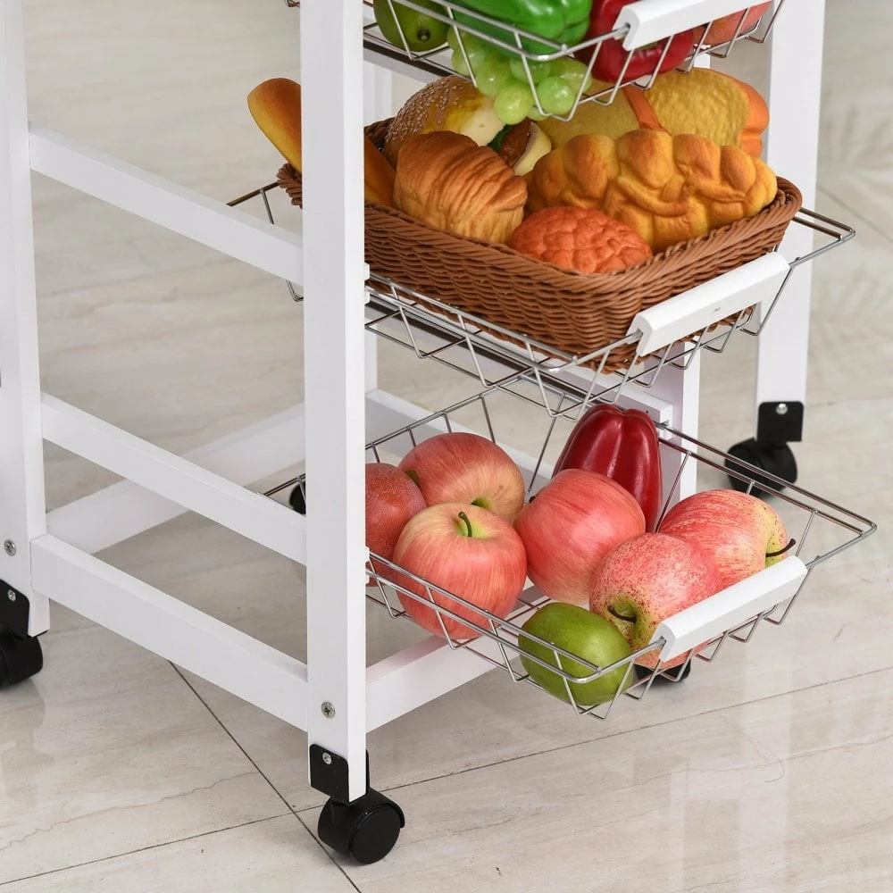 HOMCOM MDF Extendable Kitchen Island Trolley - White - Image 7