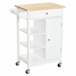 HOMCOM Kitchen Storage Trolley White
