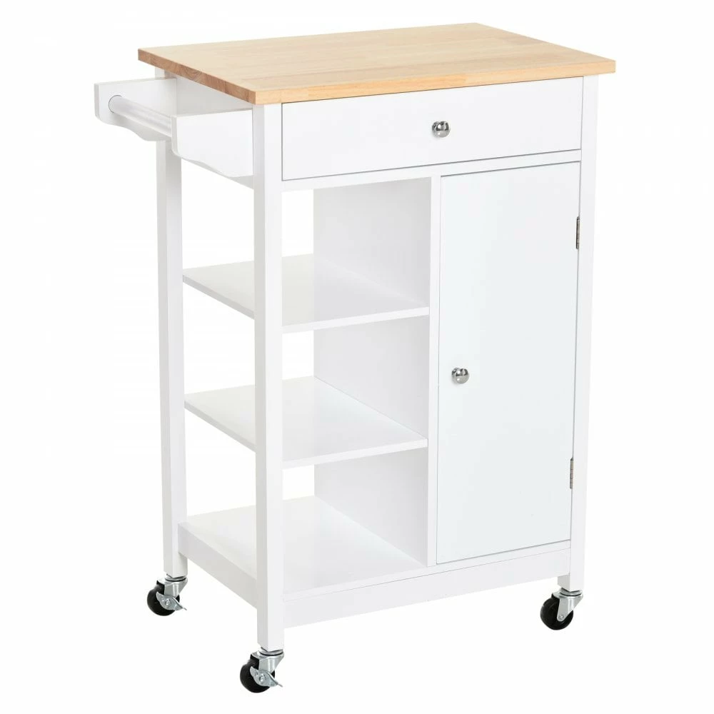 HOMCOM Kitchen Storage Trolley White