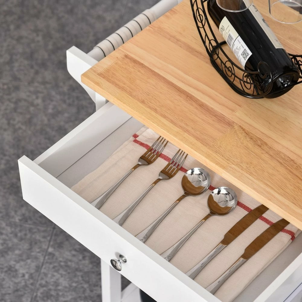 HOMCOM Kitchen Storage Trolley White - Image 5