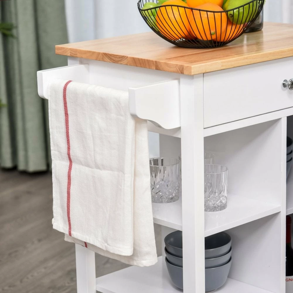HOMCOM Kitchen Storage Trolley White - Image 6