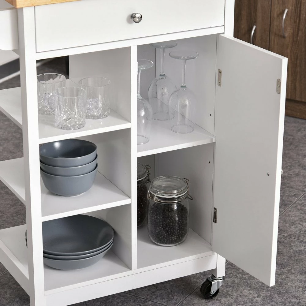 HOMCOM Kitchen Storage Trolley White - Image 7