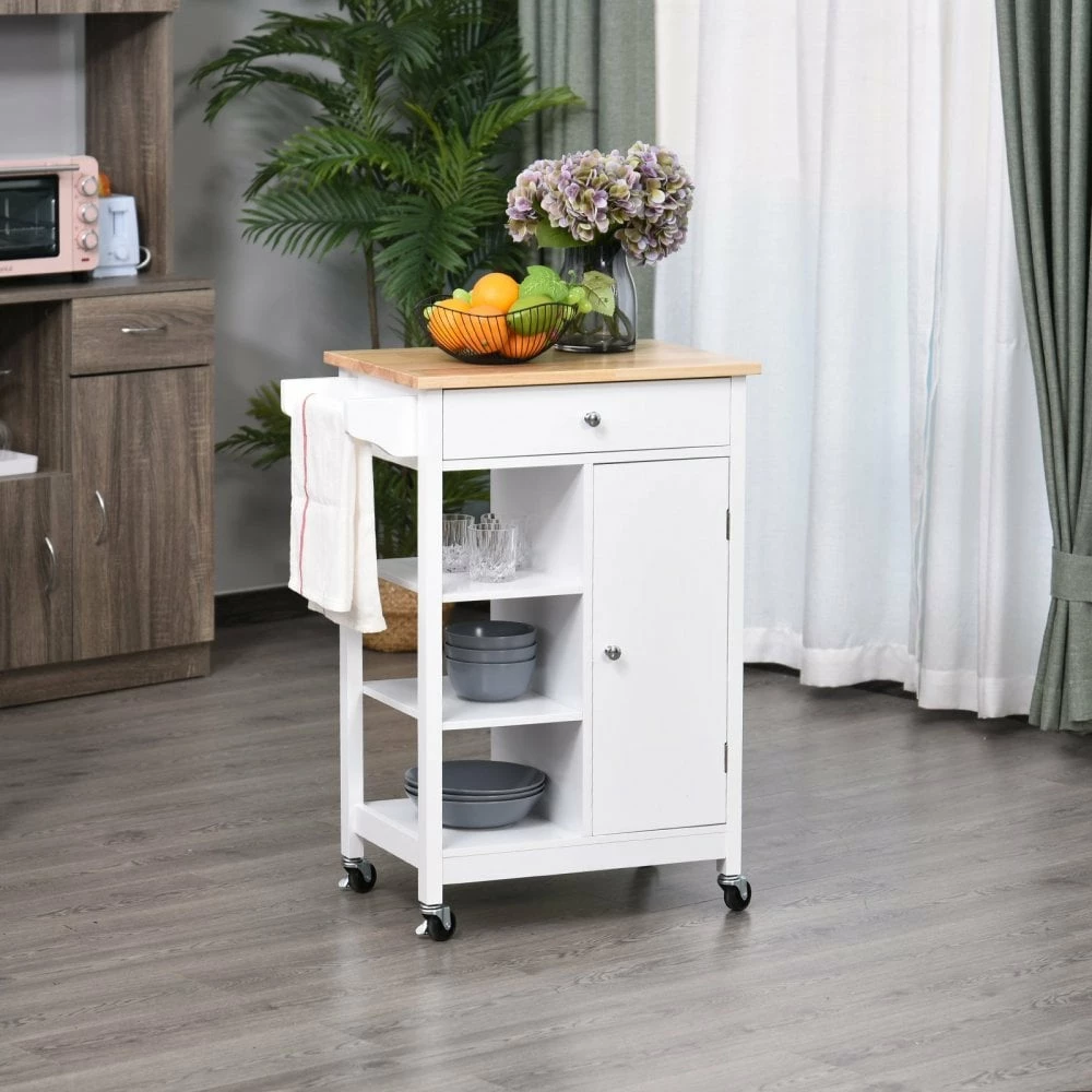 HOMCOM Kitchen Storage Trolley White - Image 10