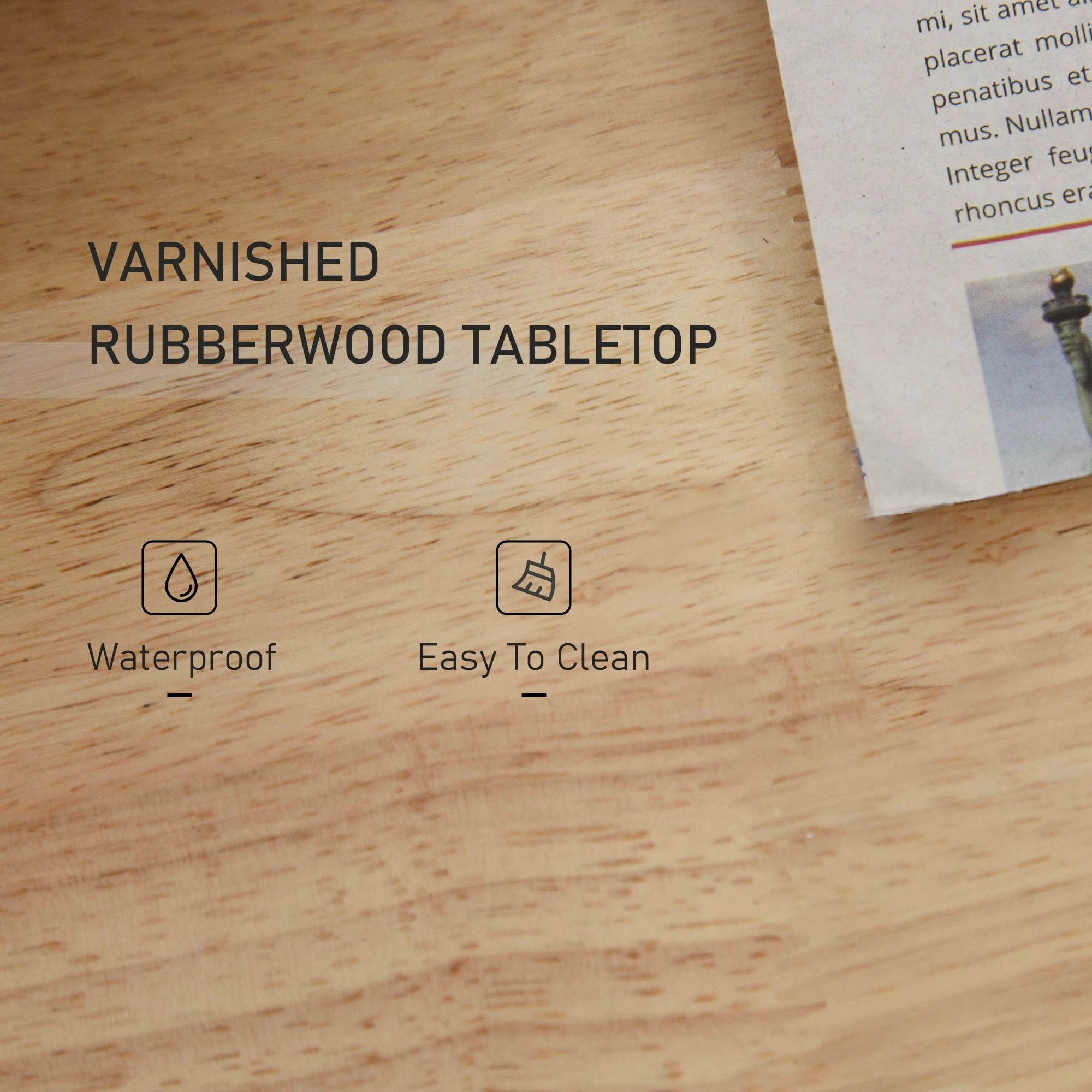 HOMCOM Kitchen Island Storage Cabinet Rolling Trolley With Rubber Wood Top, 3-Tier Spice Rack, Large Cabinet & Drawers Rack - Image 5