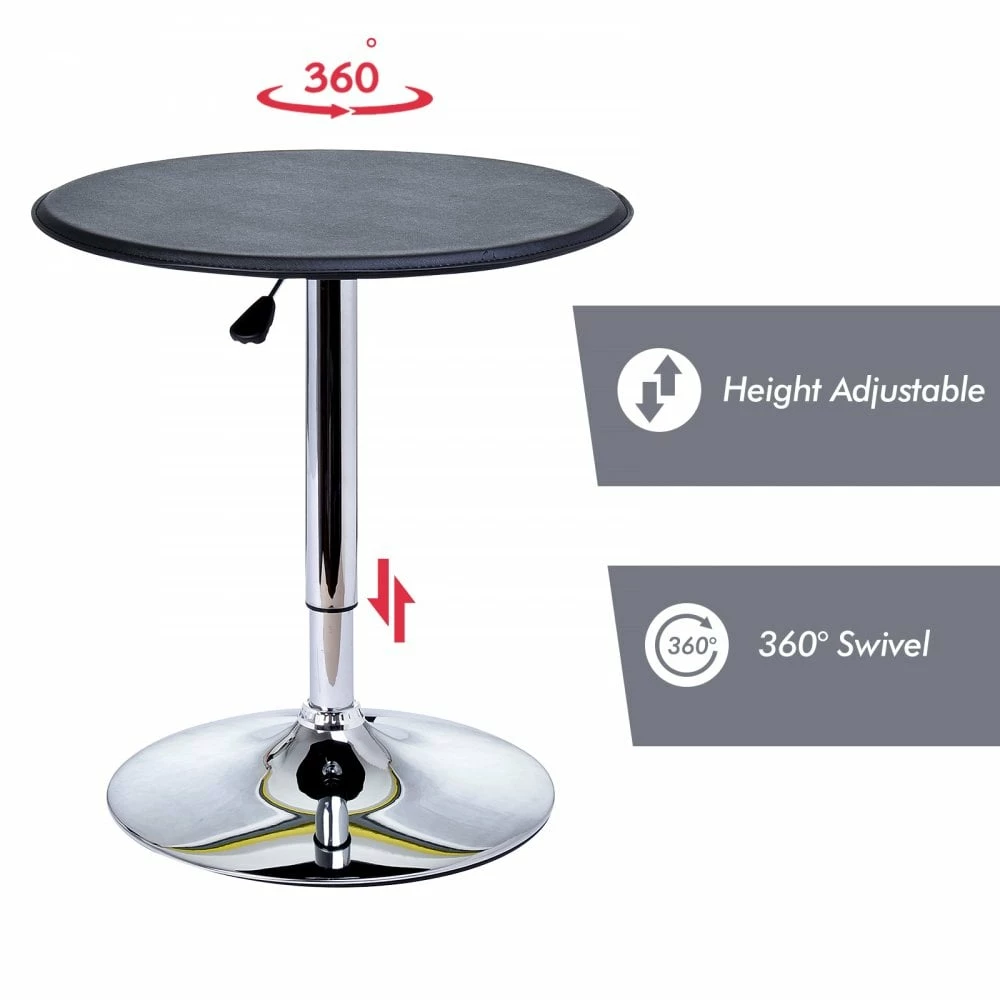 Chrome Steel Height Adjustable Round Bar Table Dinning Table Black - Image 4