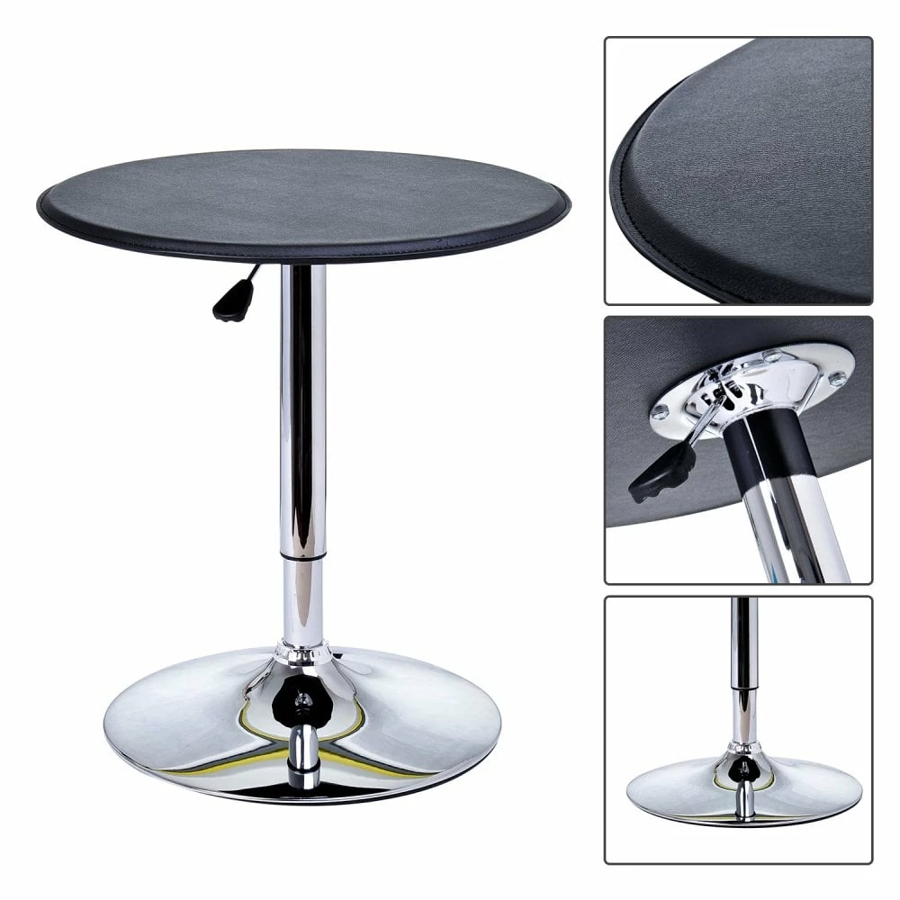 Chrome Steel Height Adjustable Round Bar Table Dinning Table Black - Image 7
