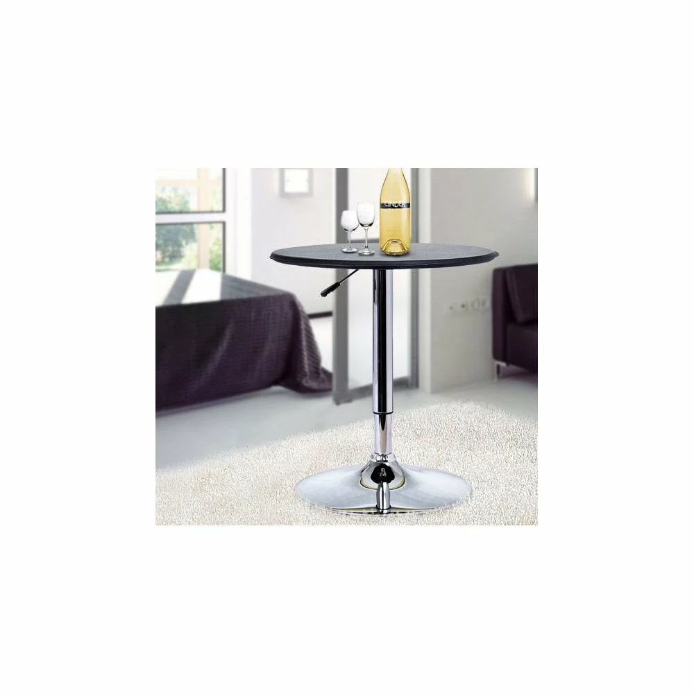 Chrome Steel Height Adjustable Round Bar Table Dinning Table Black - Image 10