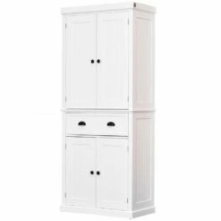 HOMCOM Storage Cabinet Cupboard Drawer Kitchen Pantry Home Organizer Furniture - White