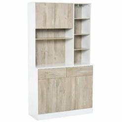 Kitchen Pantry Buffet Server With Hutch Multi Storage Cupboard Cabinet Sideboard, Bookcase With Drawers For Living Room, 100W X 39D X 180H Cm
