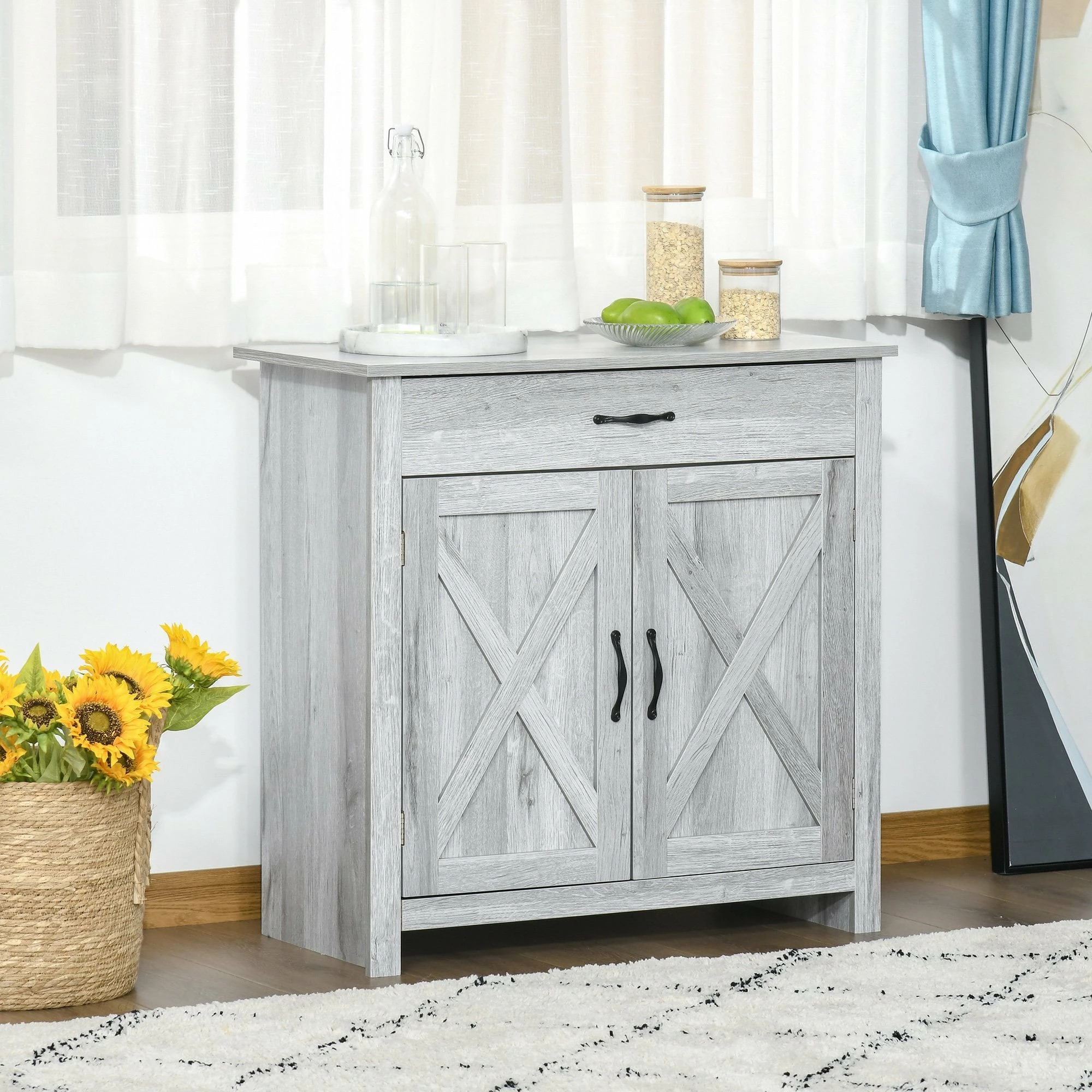 Farmhouse Barn Door Sideboard - Grey - Image 2
