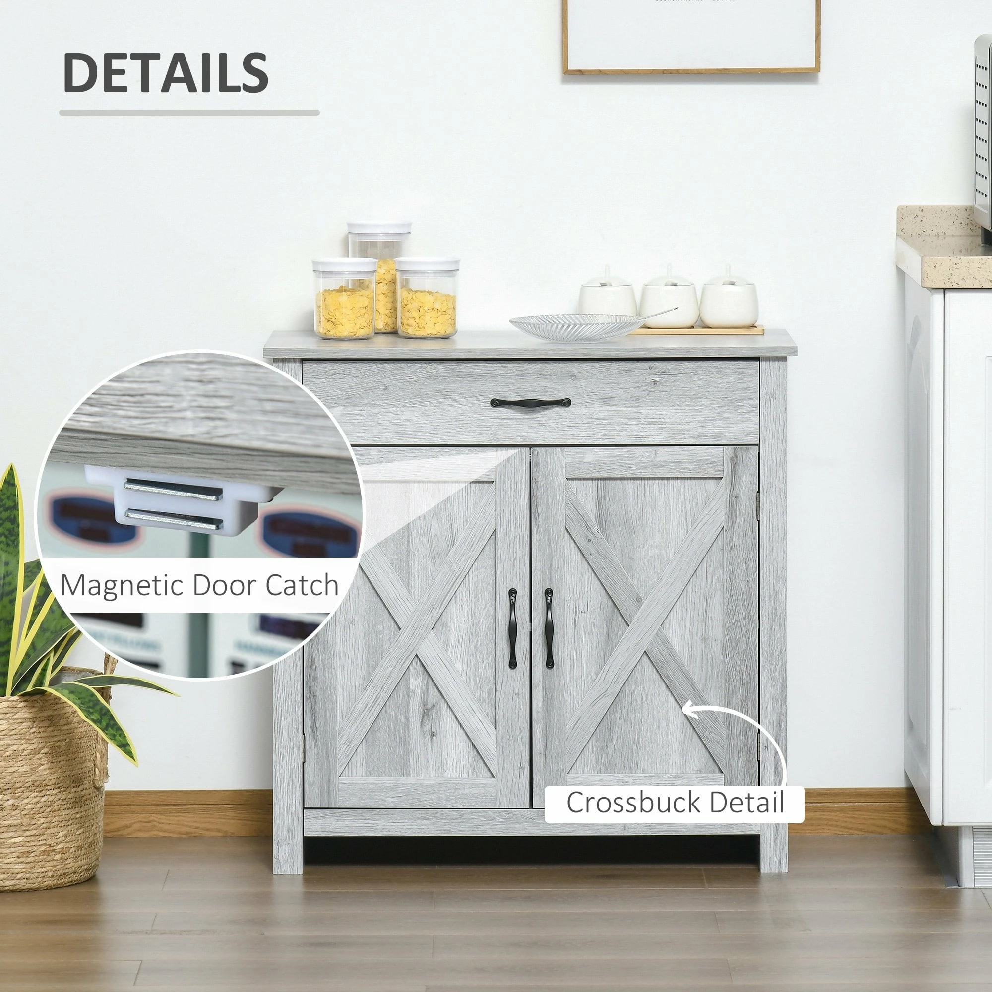 Farmhouse Barn Door Sideboard - Grey - Image 7