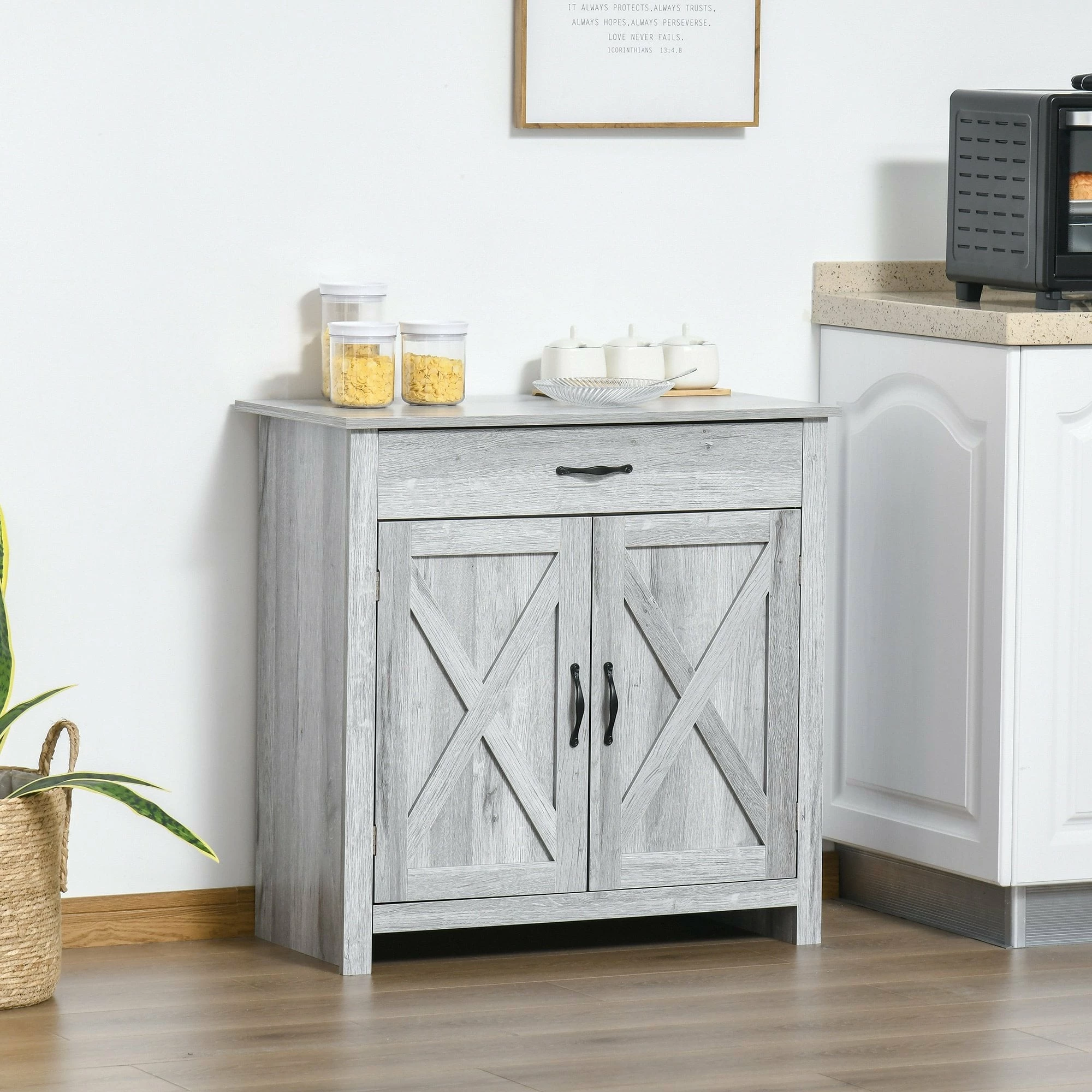 Farmhouse Barn Door Sideboard - Grey - Image 10