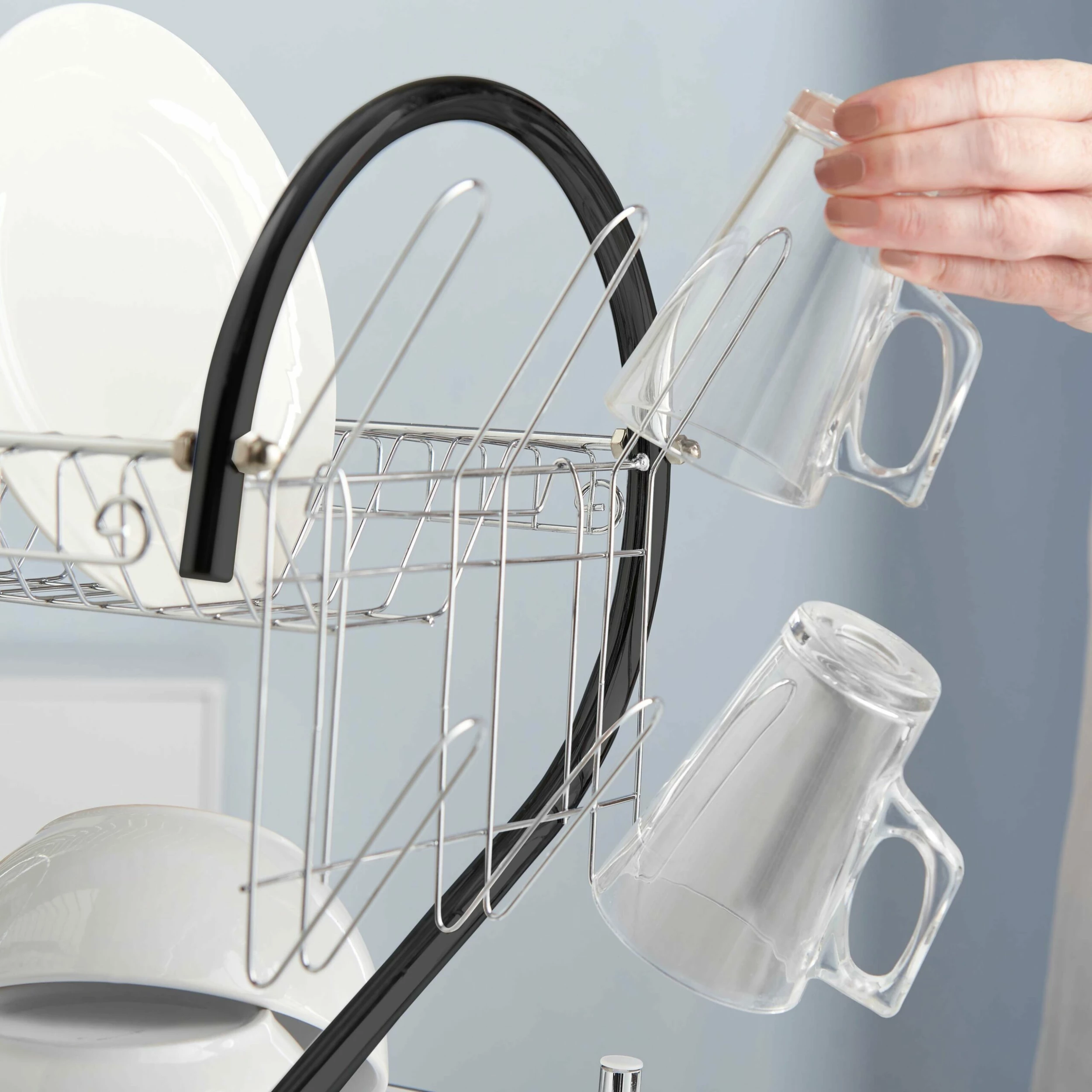 Lewis's 2 Tier Dish Drainer For Kitchen Sink - Black - Image 3