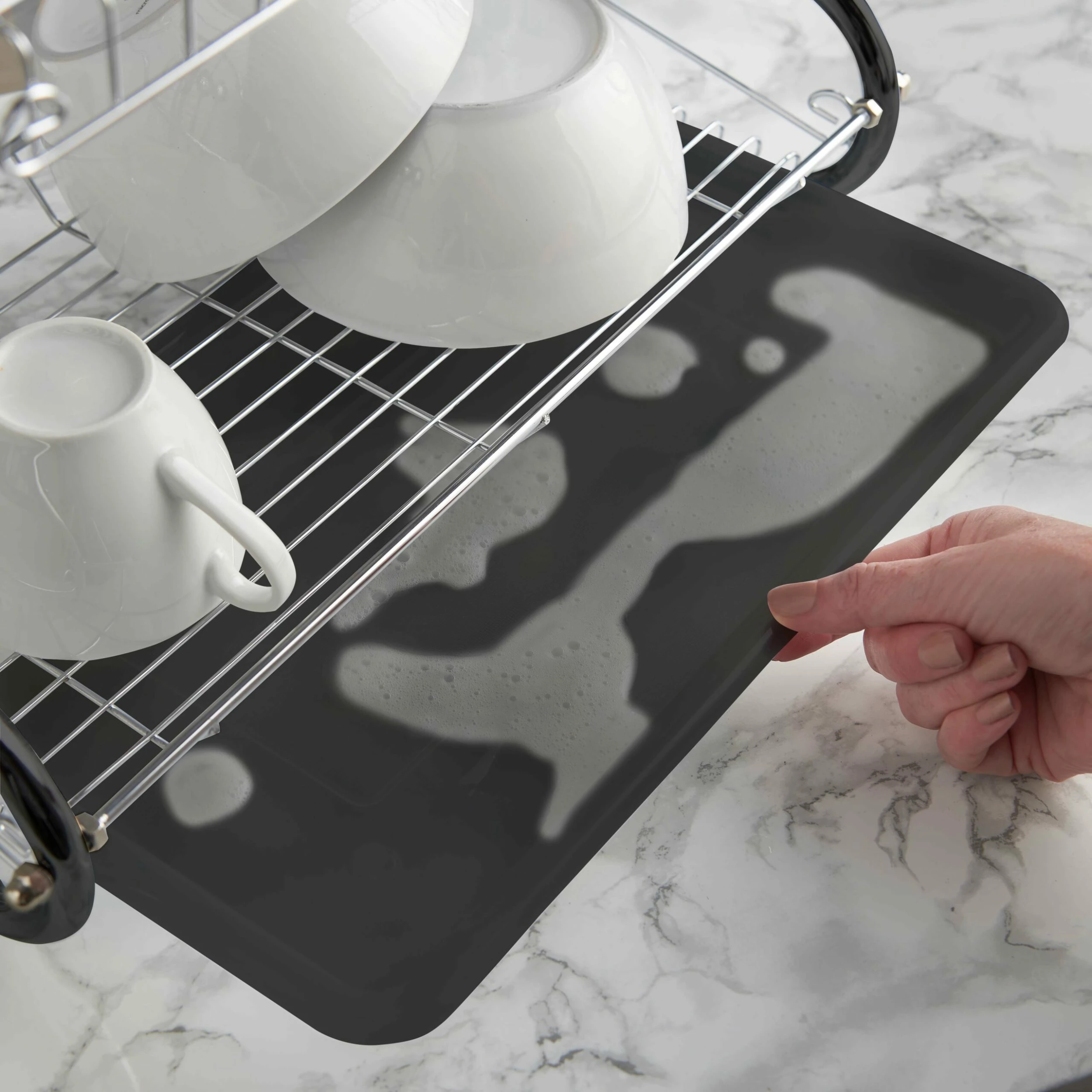 Lewis's 2 Tier Dish Drainer For Kitchen Sink - Black - Image 4