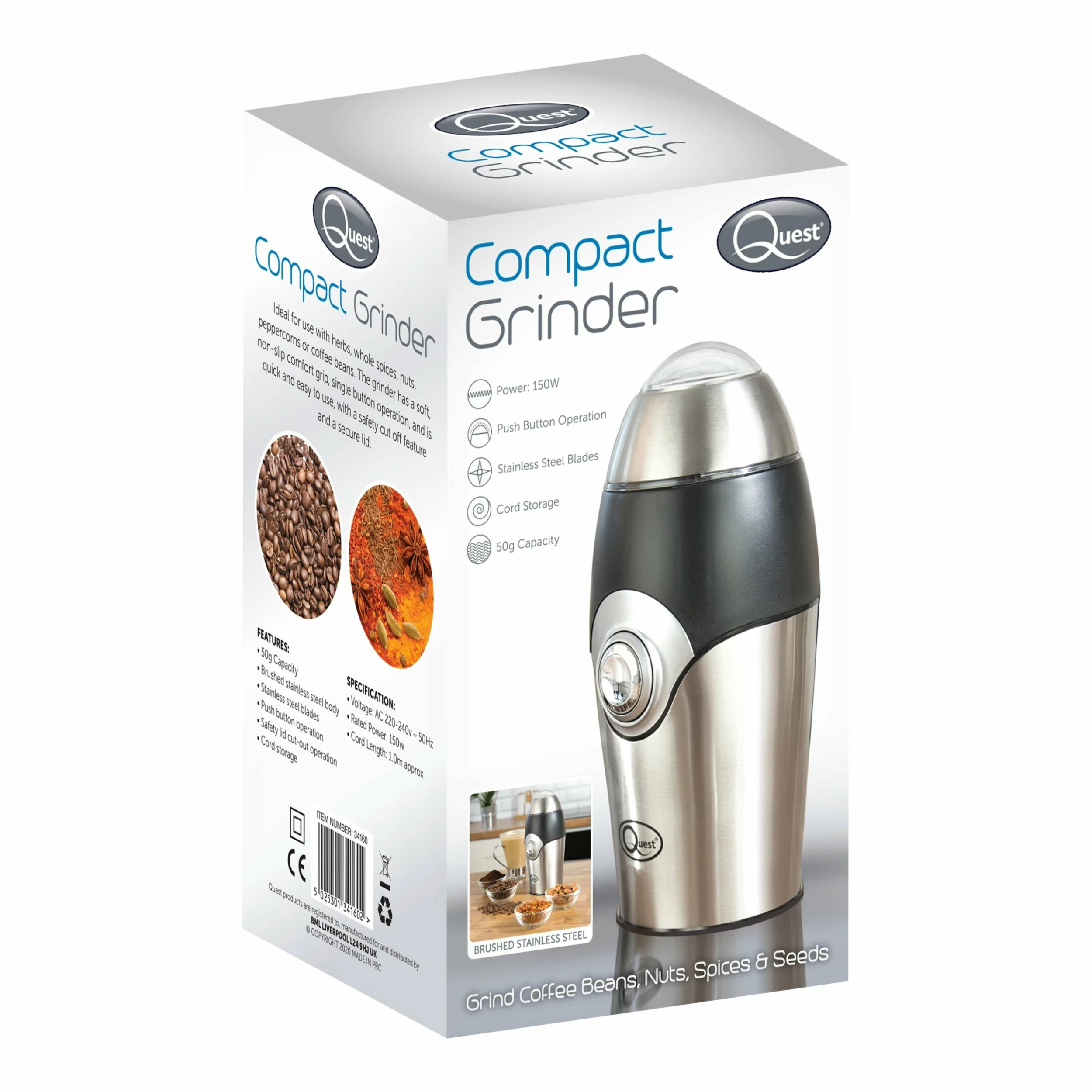 Quest Electric Compact Grinder - Stainless Steel - Image 5