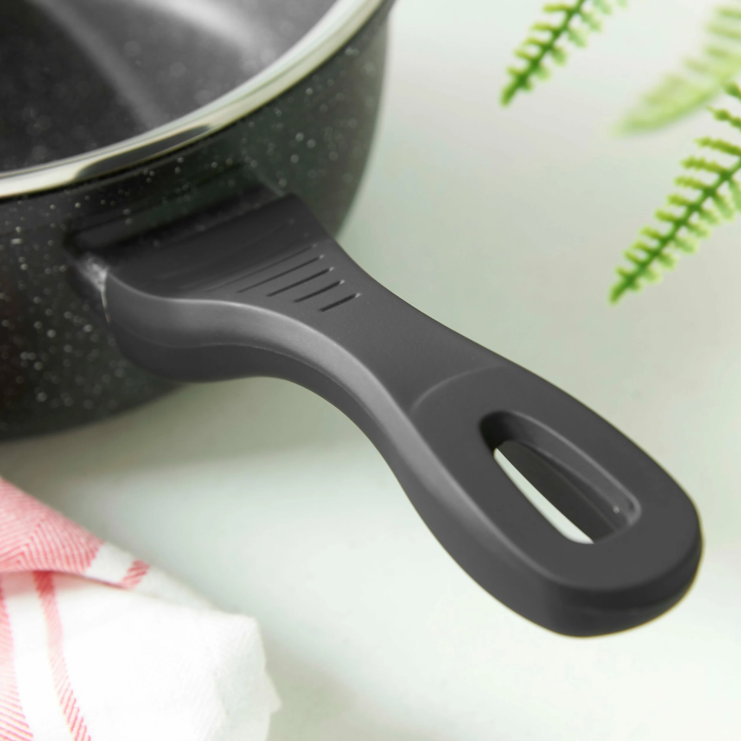 Lewis's Sovereign Stone 20cm Scratch Resistant Easy Clean Non Stick Saucepan & Lid -Black Marble - Image 5