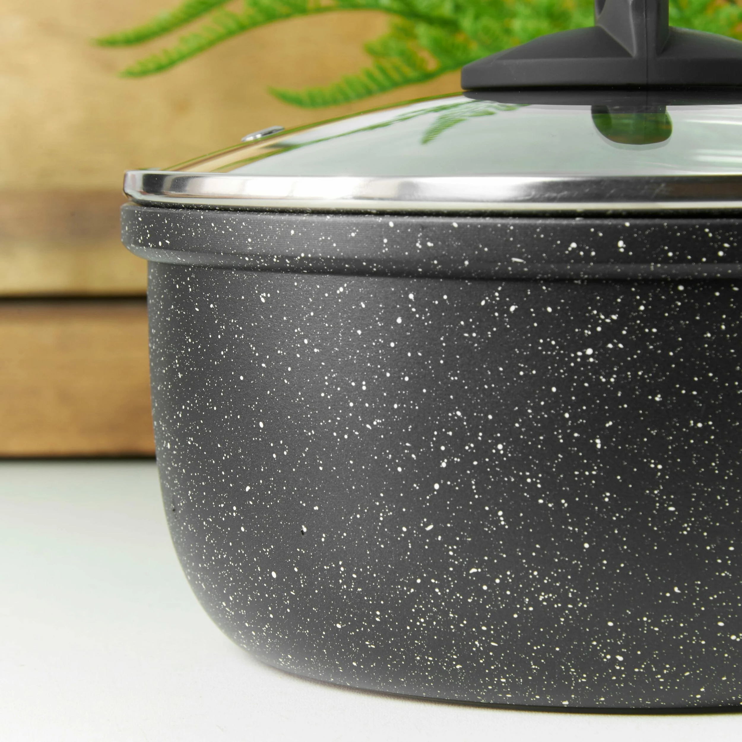Lewis's Sovereign Stone 20cm Scratch Resistant Easy Clean Non Stick Saucepan & Lid -Black Marble - Image 6