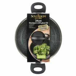 Lewis's Sovereign Stone 24cm Scratch Resistant Easy Clean Non Stick Stockpot & Lid