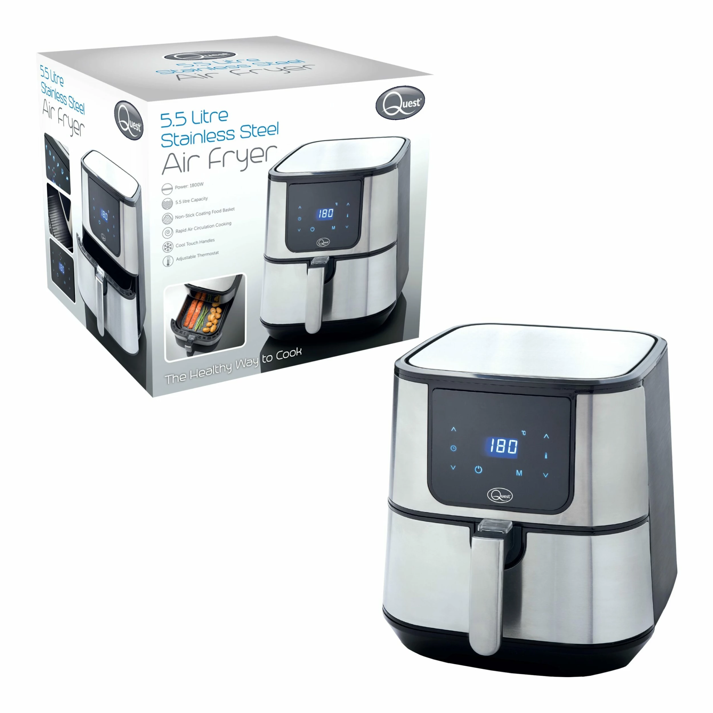 Quest Stainless Steel Digital Air Fryer 5.5L - Image 4