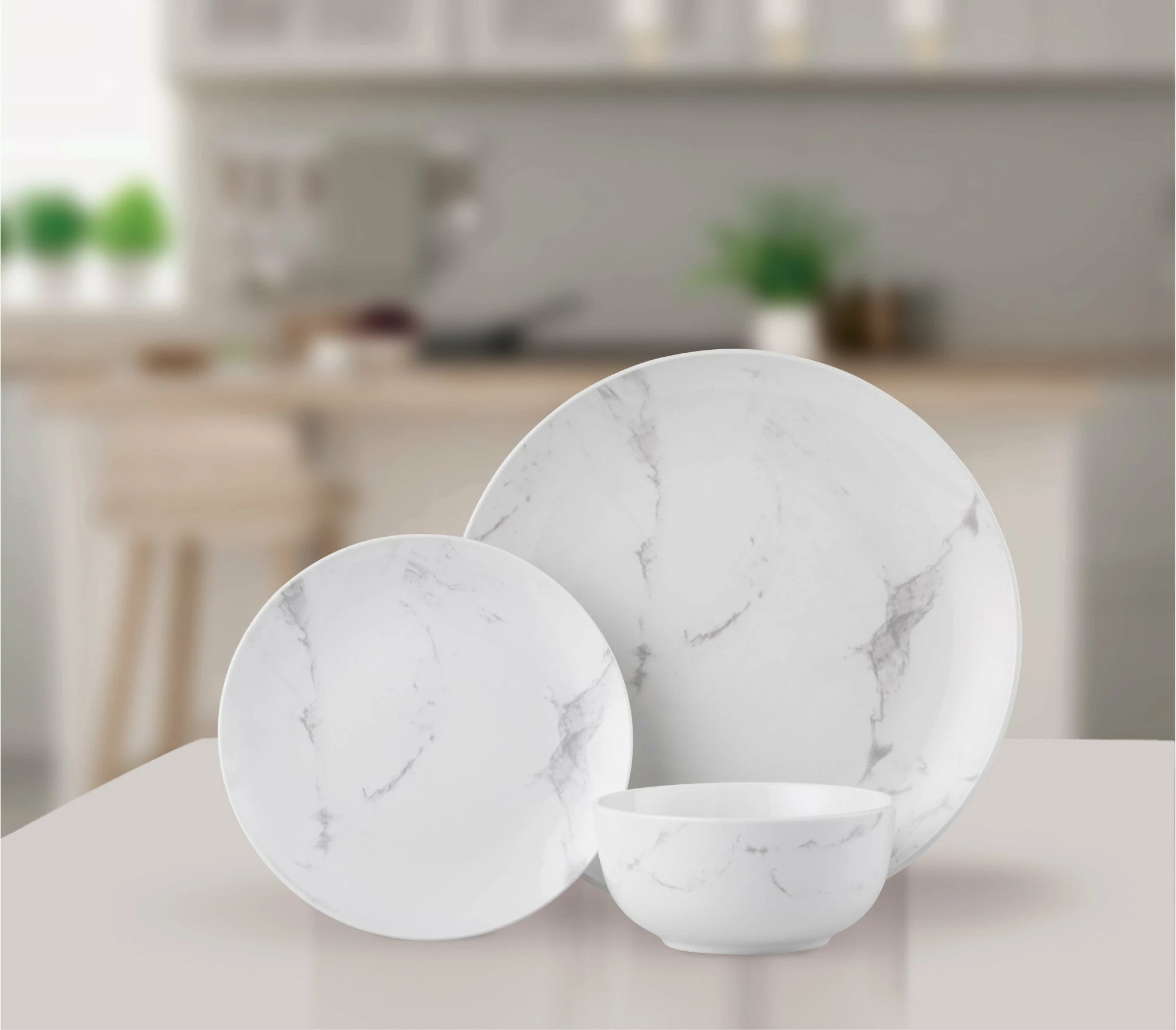 Lewis's 12 Piece Dinner Set - Marble - Image 3