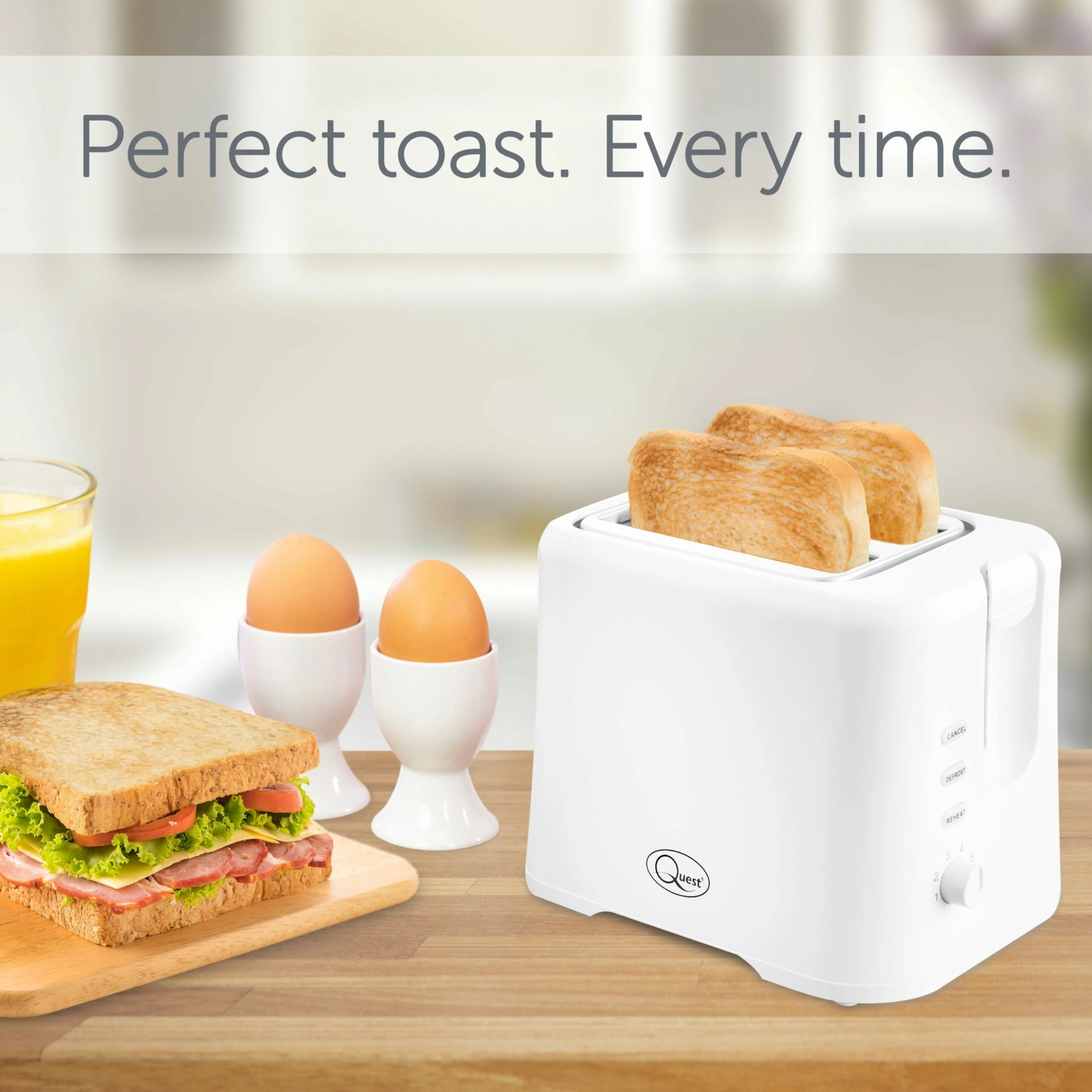 Quest 2 Slice Plastic Toaster - White - Image 9