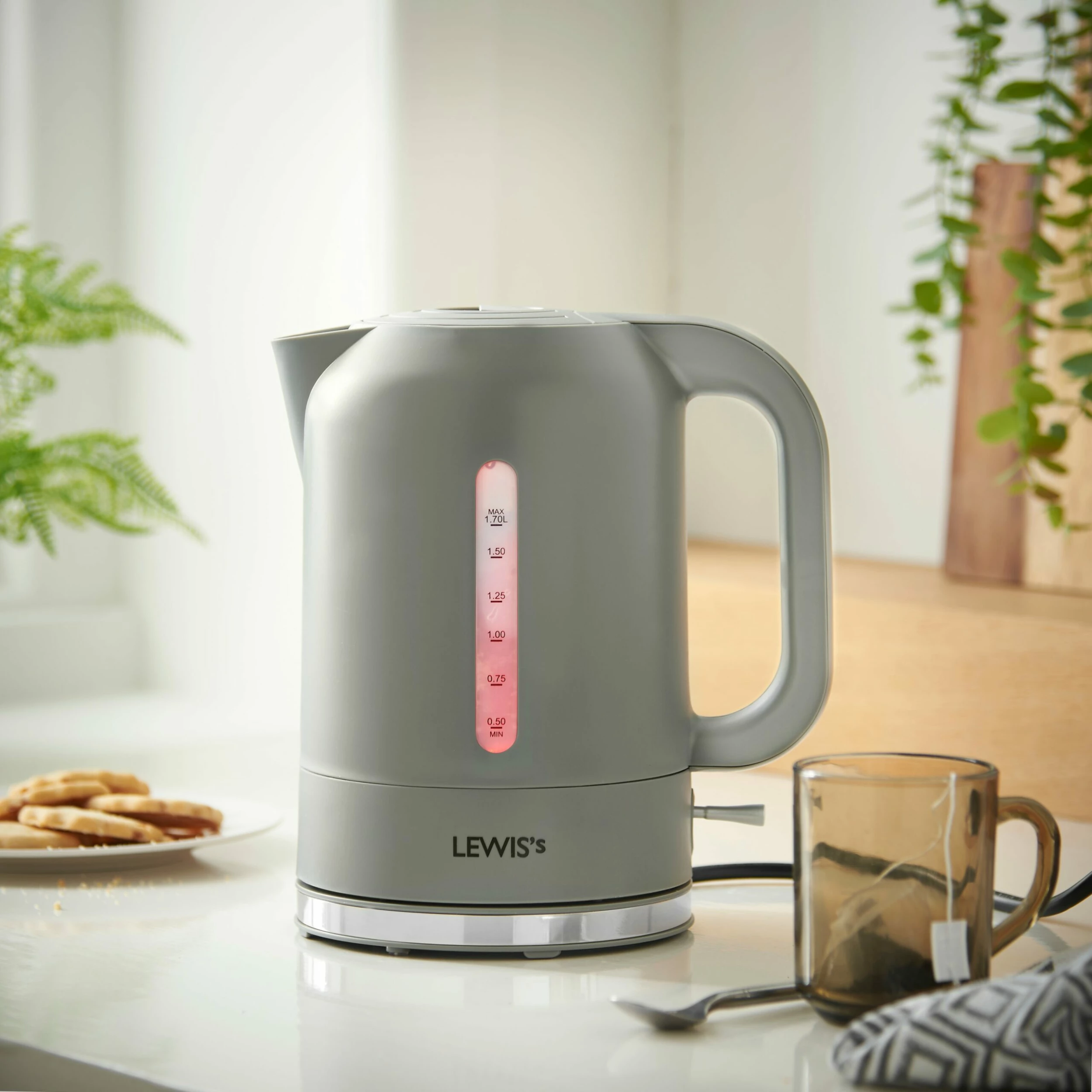 Lewis's Manhattan Jug Kettle 1.7L 3KW - Grey - Image 3