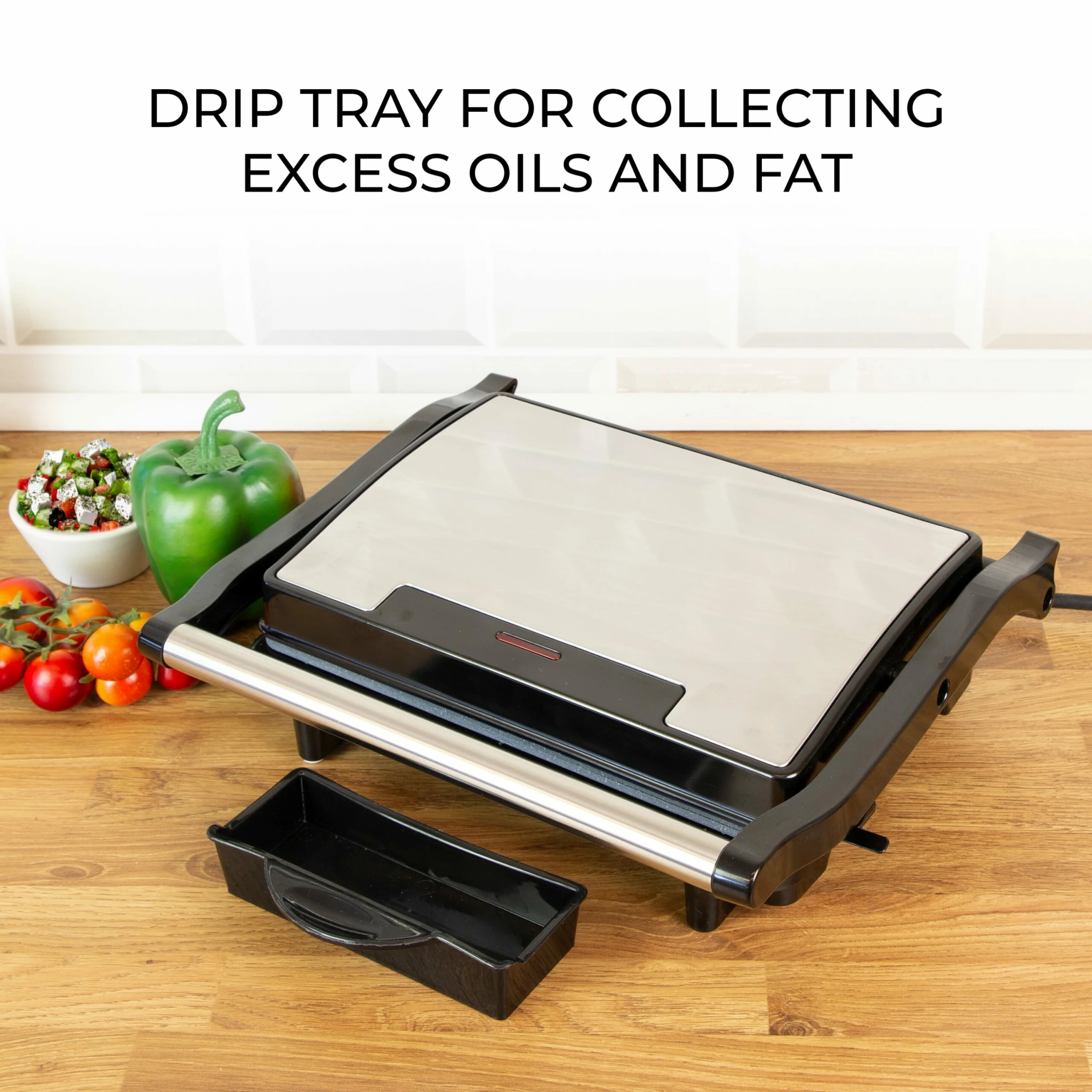 Quest Deluxe Health Grill & Panini Press Marble Coated - Silver - Image 4