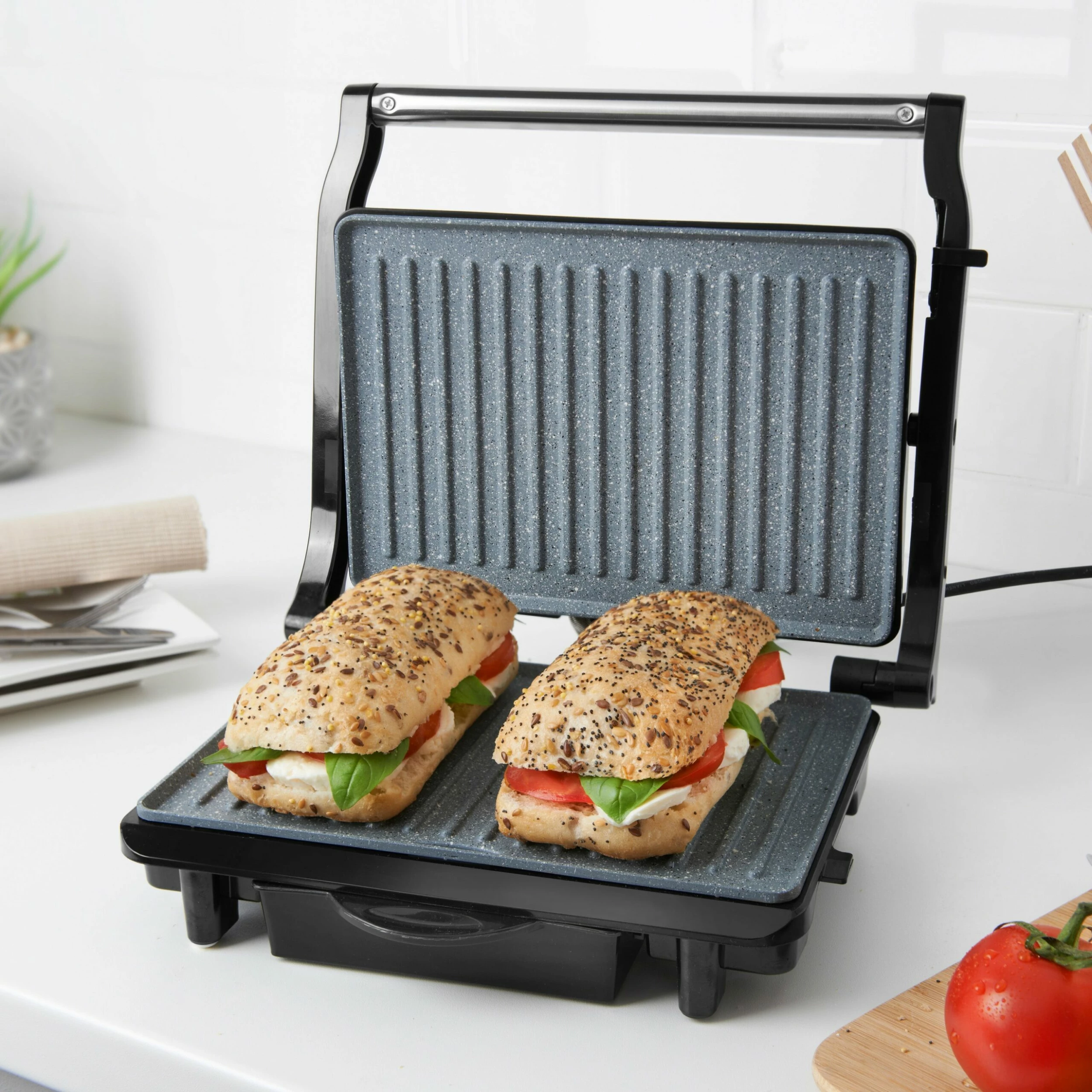 Quest Deluxe Health Grill & Panini Press Marble Coated - Silver - Image 10
