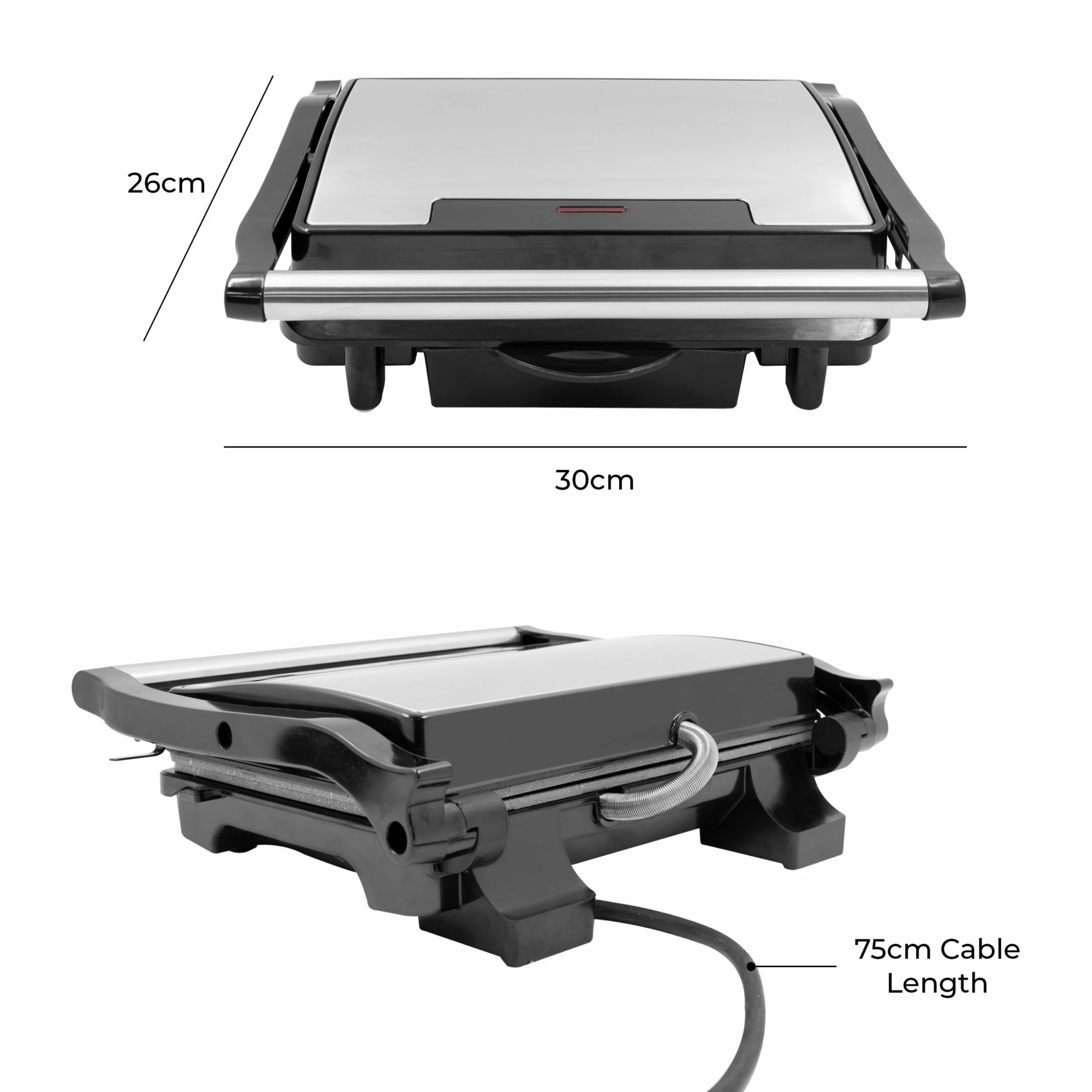 Quest Deluxe Health Grill & Panini Press Marble Coated - Silver - Image 13