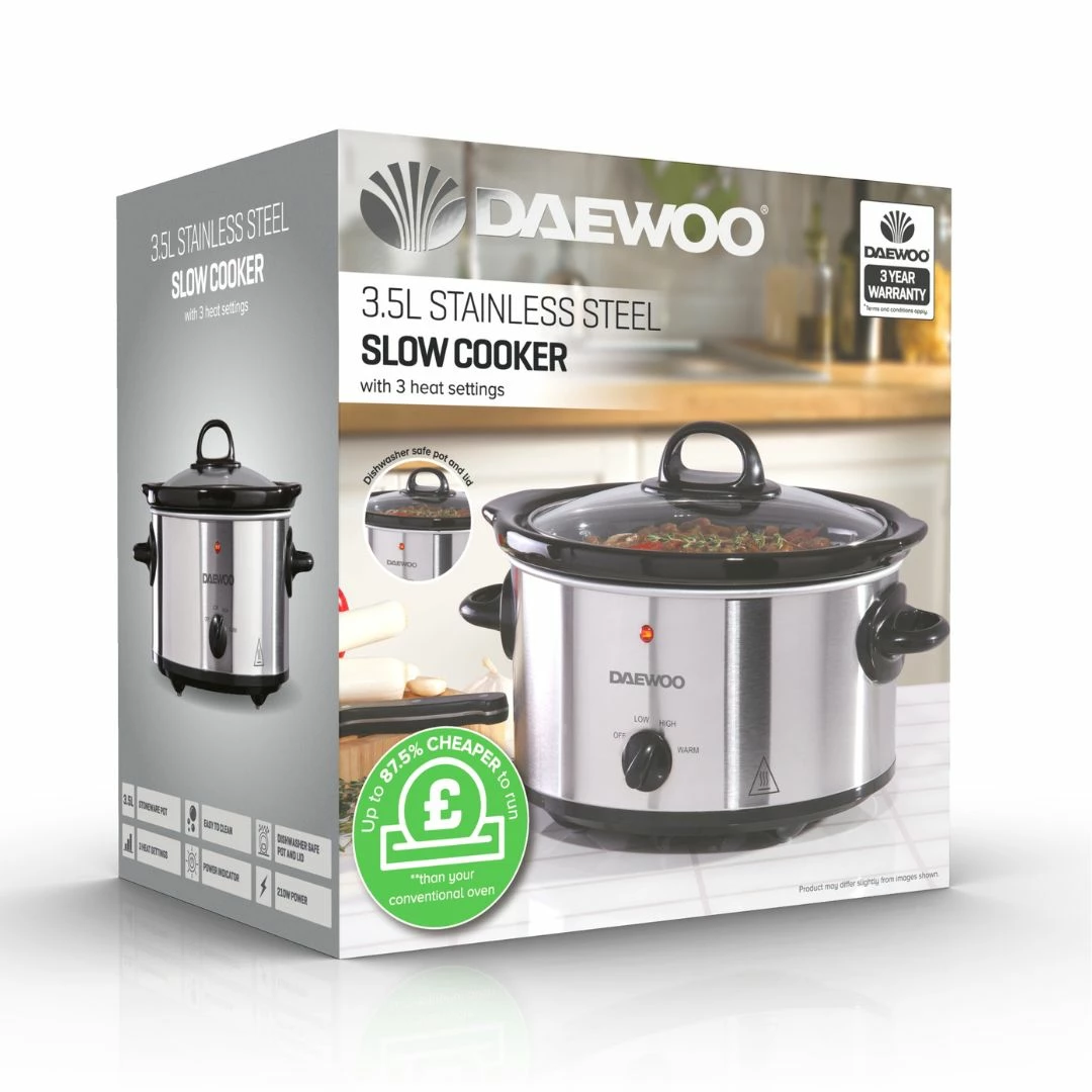 Daewoo Slow Cooker 3.5L - Stainless Steel - Image 2