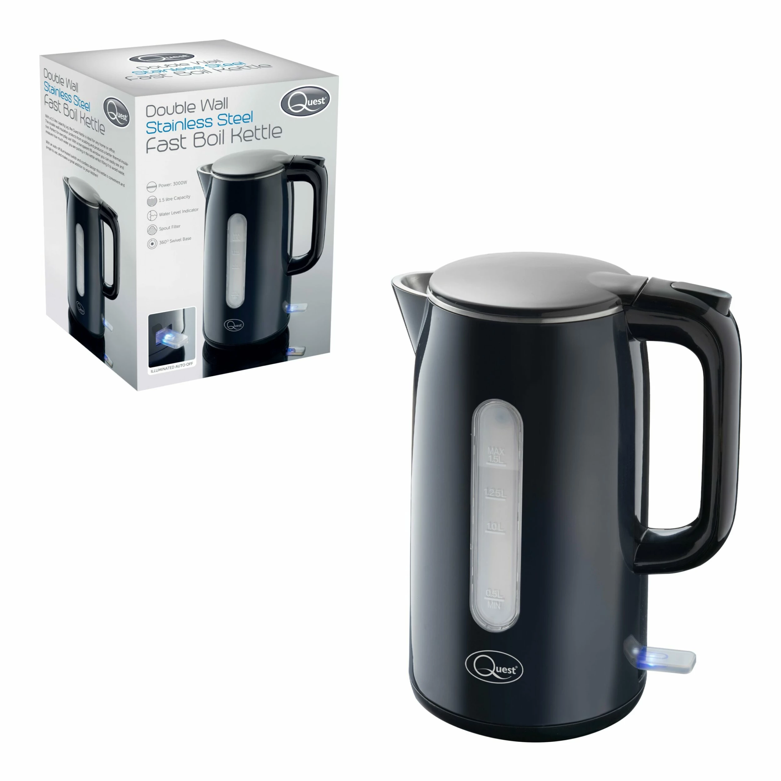 Quest Jug Kettle 1.5 Litre Fast Boil - Black - Image 3