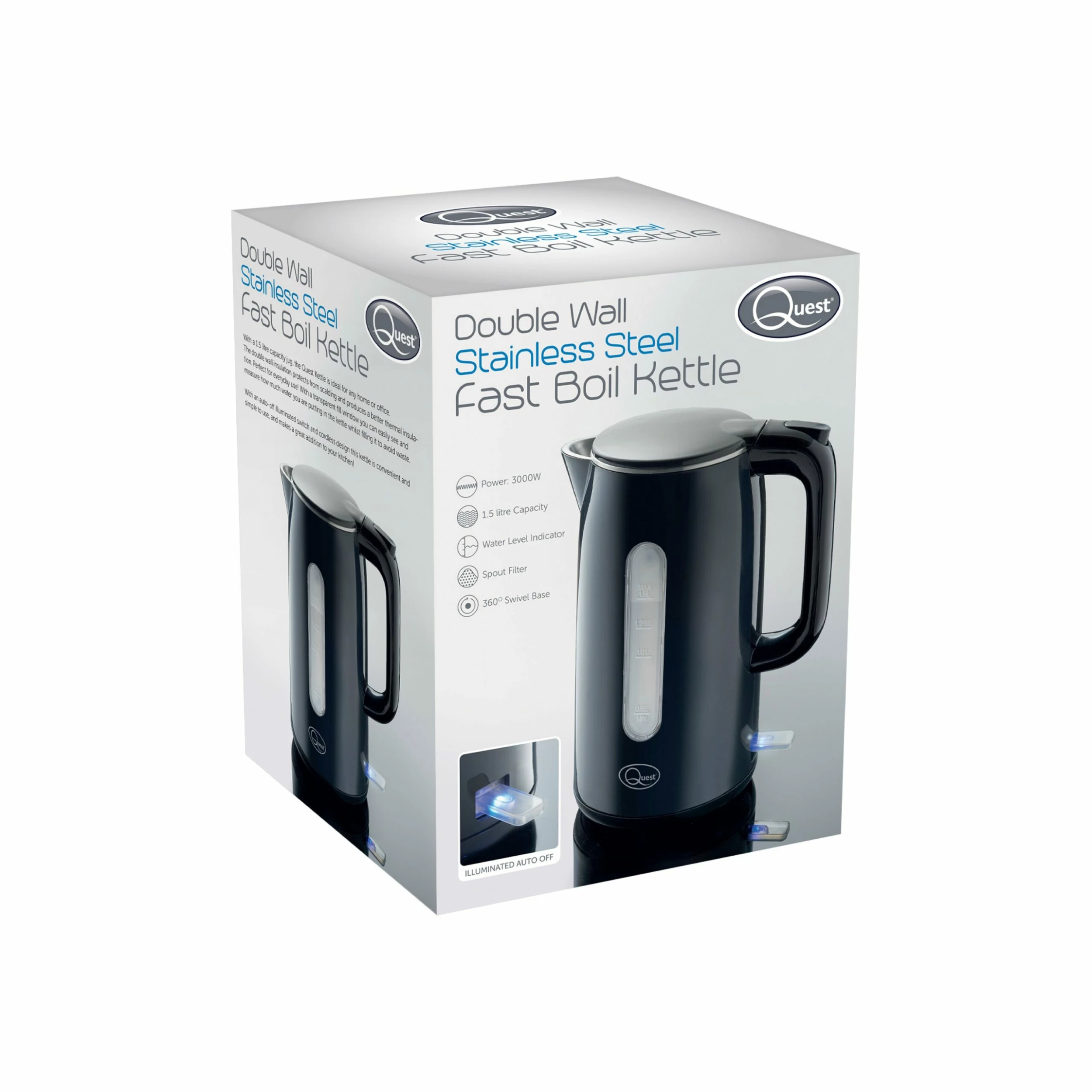 Quest Jug Kettle 1.5 Litre Fast Boil - Black - Image 7