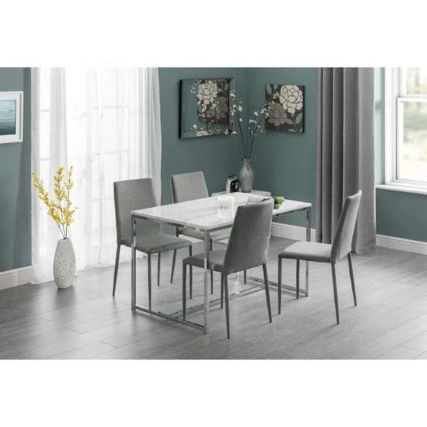 Scala Dining Table 1.2m White Marble & Chrome - Image 2