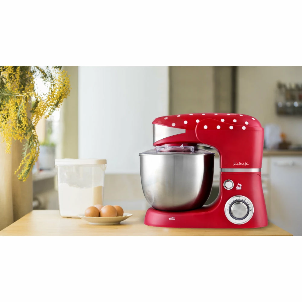Kalorik Vintage Polkadot Stand Mixer 1000W 5L - Red & White - Image 4
